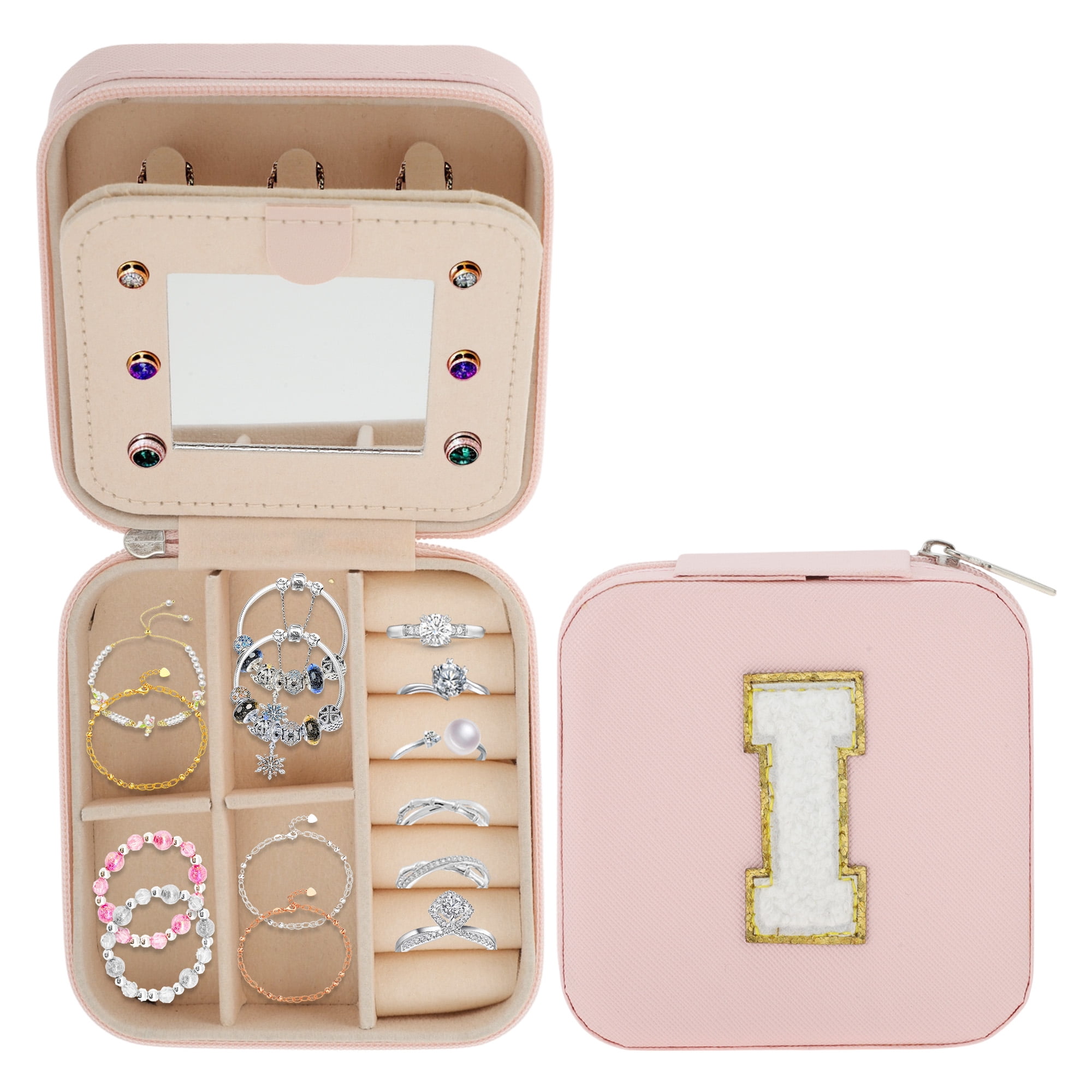 Unique Bargains Letter I Travel Jewelry Box, Organizer for Necklace and Ring
