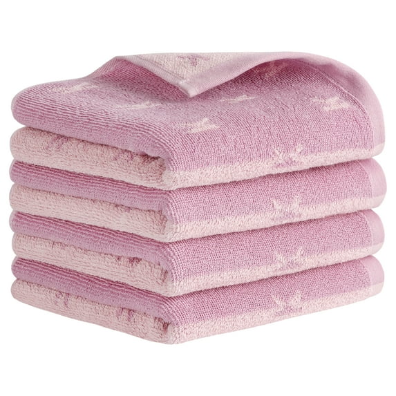 Unique Bargains Letter Patterns Soft Cotton Hand Towel for Bathroom Kitchen Purple 4-Piece