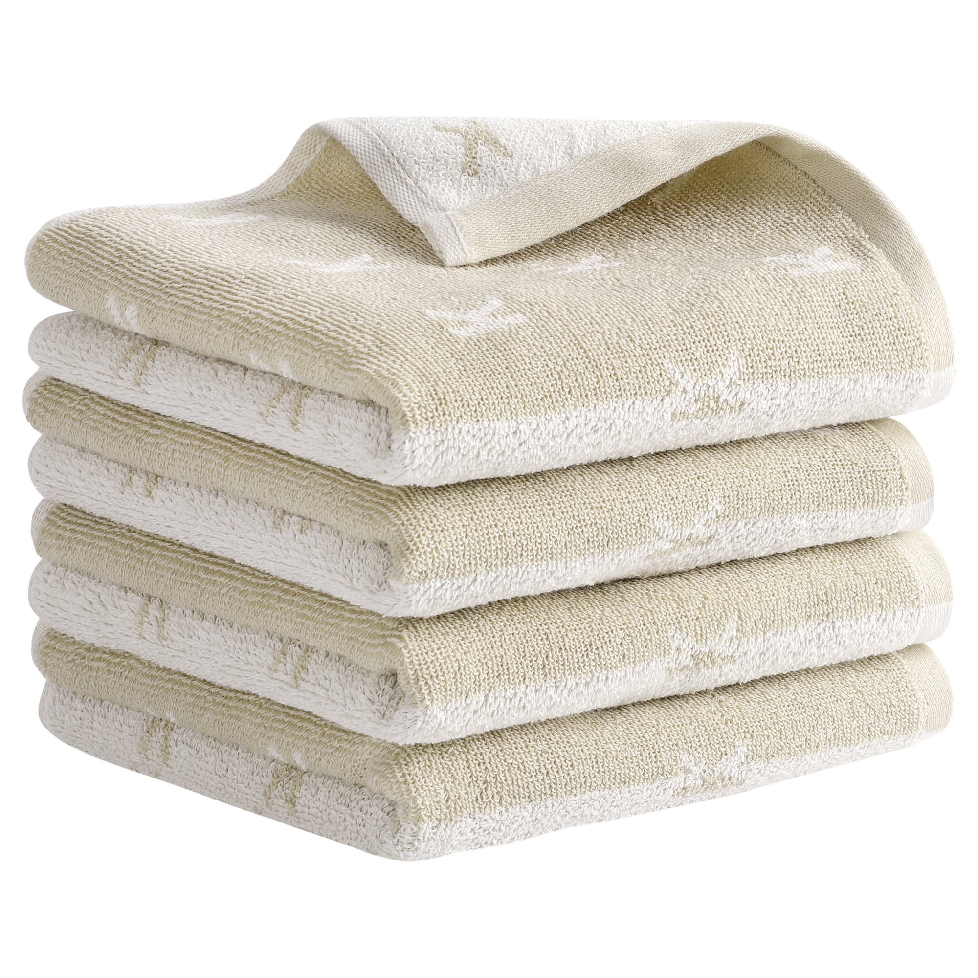 Unique Bargains Letter Patterns Soft Cotton Hand Towels for Bathroom Kitchen Brown 4-Piece