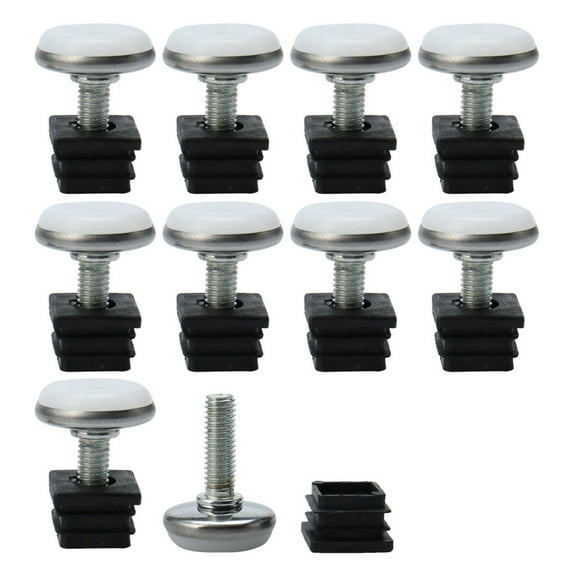 Unique Bargains Leveling Feet 20 x 20mm Square Tube Inserts Kit Furniture Glide Adjustable Metal Leveler for Table Desk Leg 10 Sets