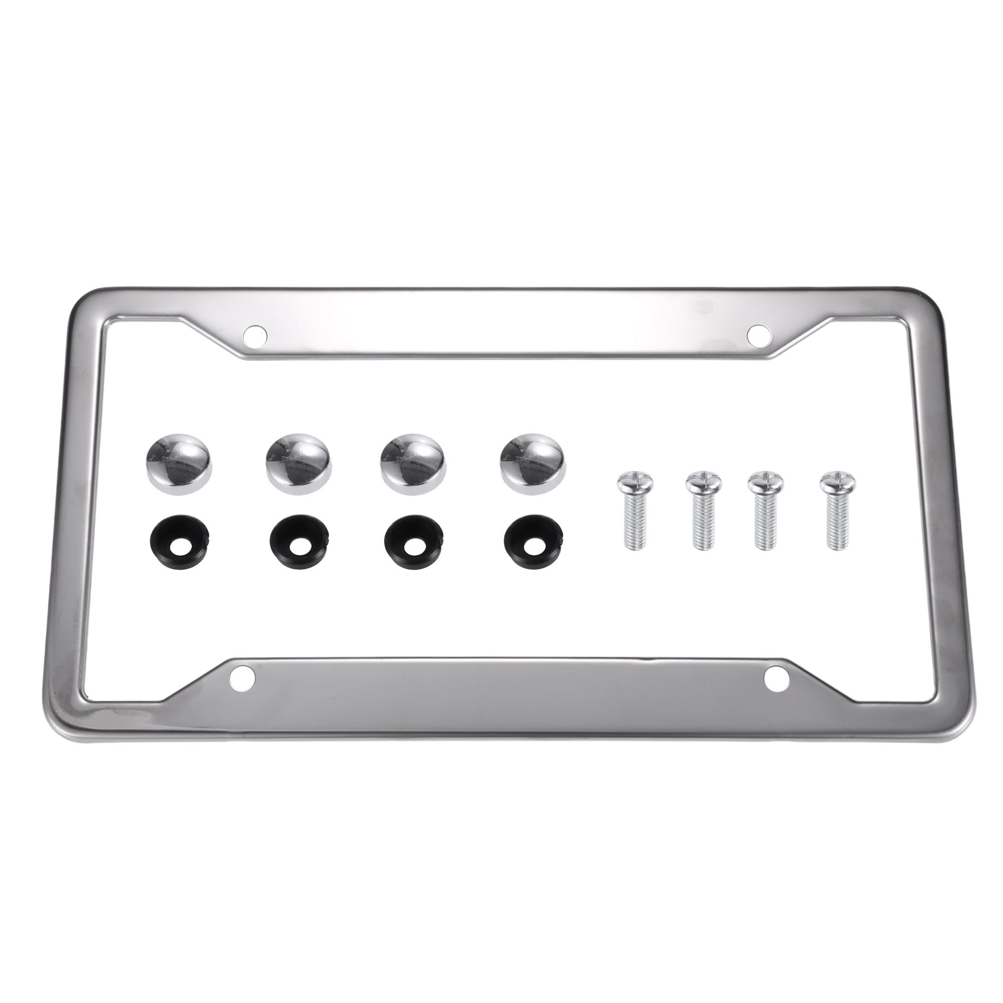 Unique Bargains License Plate Frame Metal Car Tag Cover Rust Proof Holder with Screws