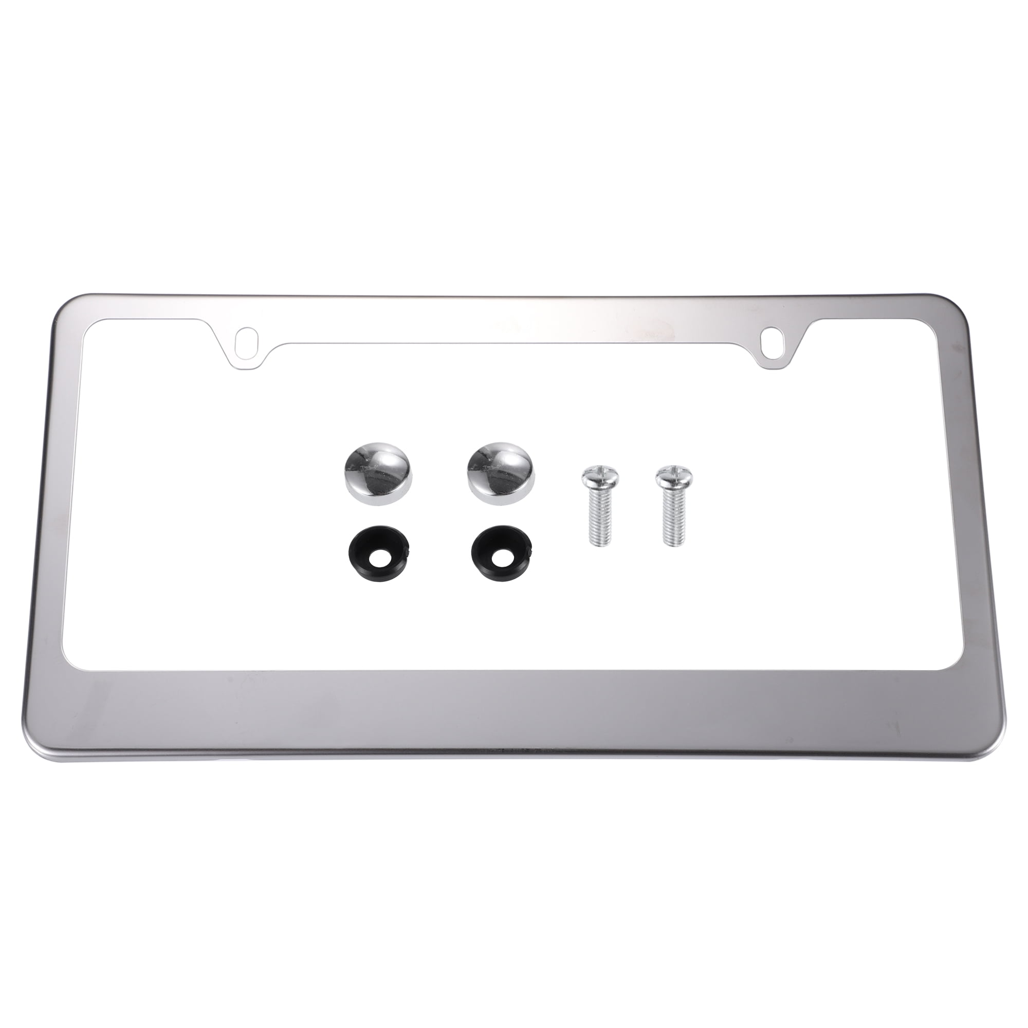 Unique Bargains License Plate Frame Metal Front Rear Cover with Screws and Pads 1Pcs