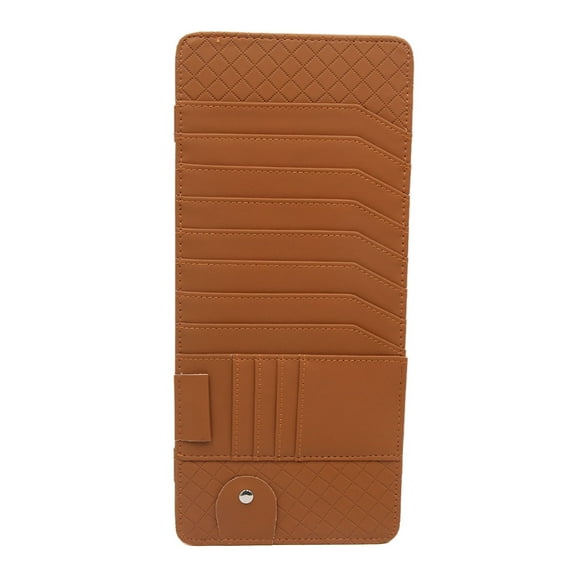 Unique Bargains Light Brown Faux Leather Car Sun Visor CD Storage Sunglass Card Holder Pocket