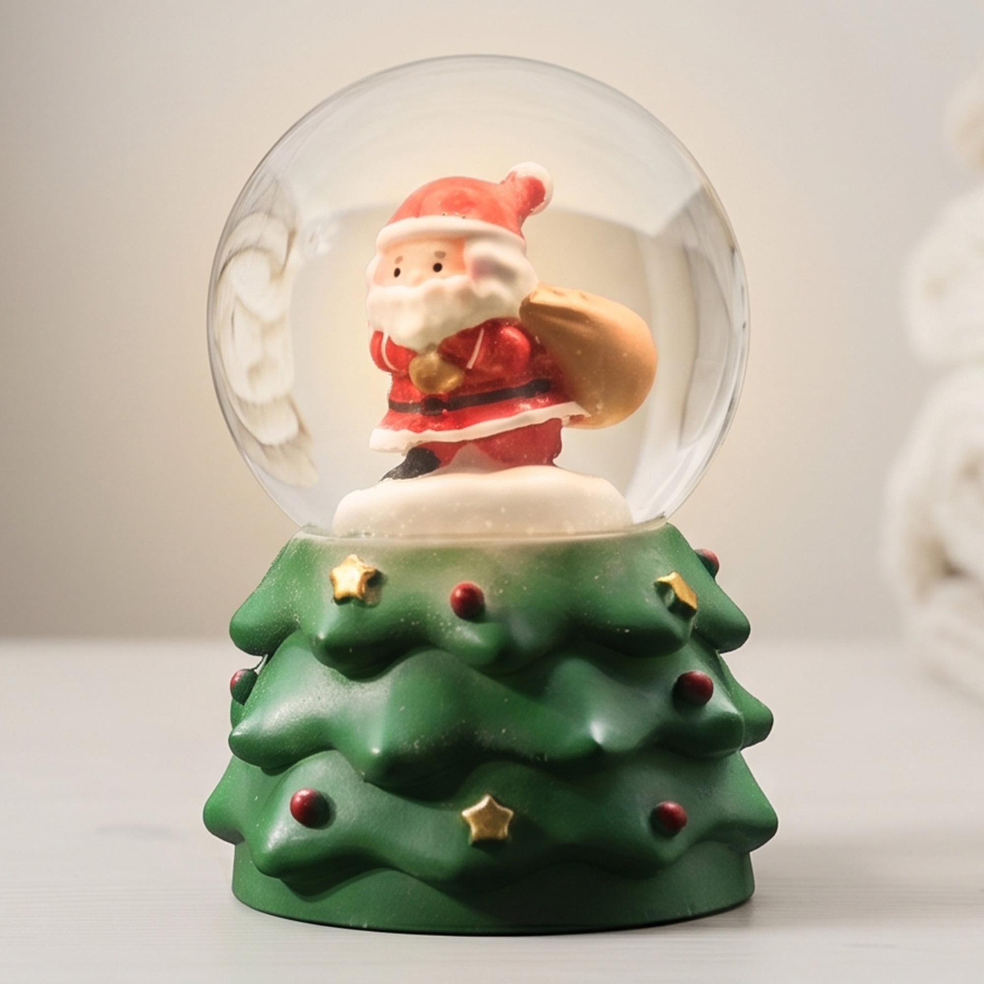 Unique Bargains Light Up Crystal Ball LED Glitter Snow Globe Green 1.8" x 1.8" x 2.7"