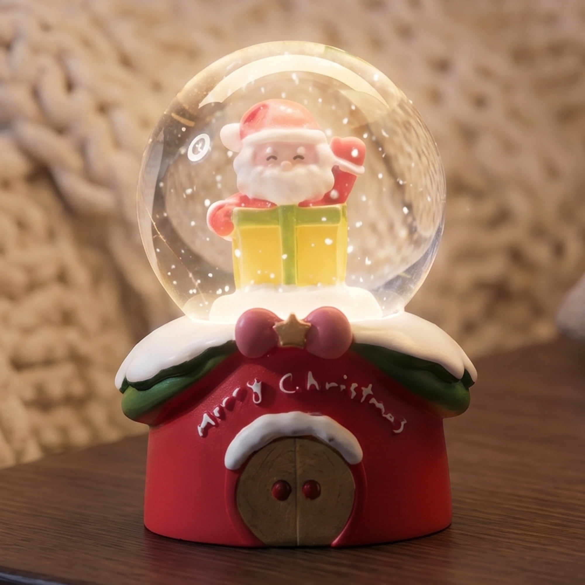 Unique Bargains Light Up Crystal Ball LED Glitter Snow Globe Red A 1.8" x 1.8" x 2.7"