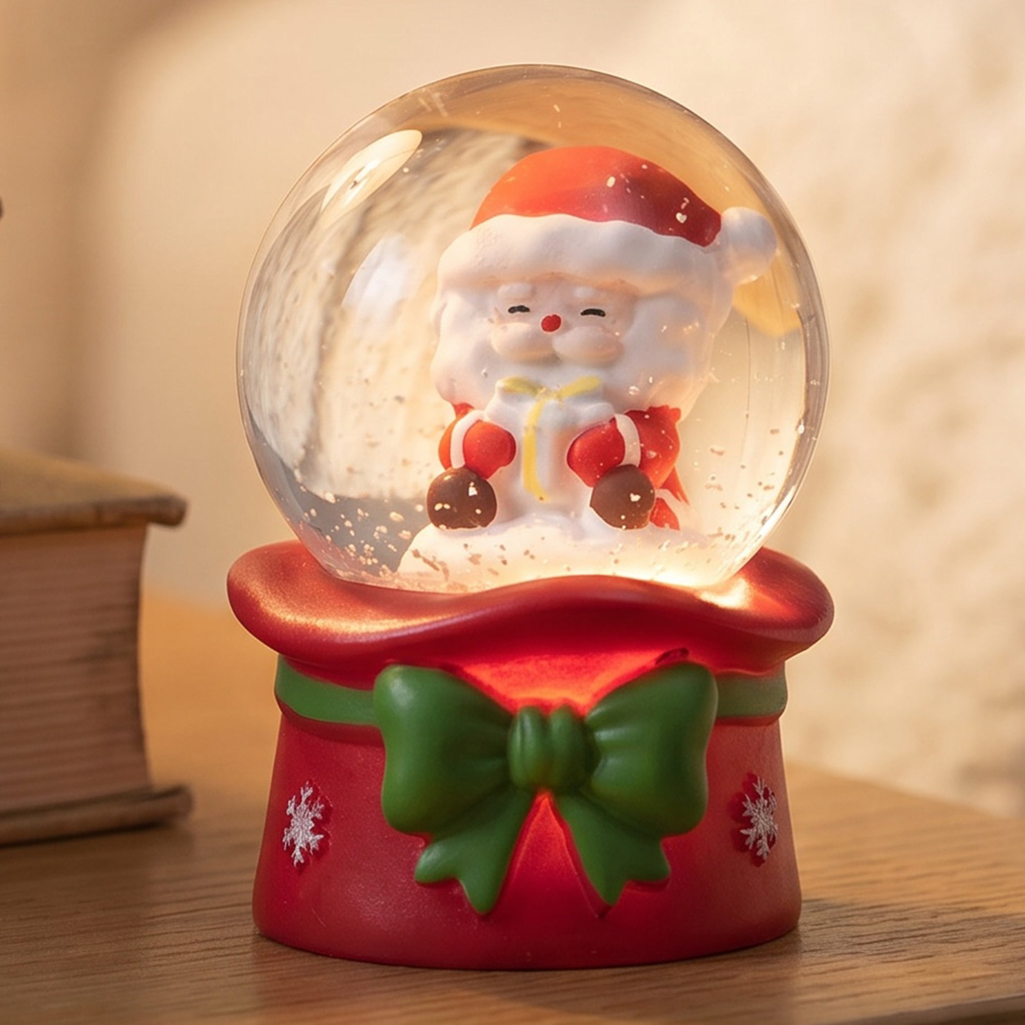 Unique Bargains Light Up Crystal Ball LED Glitter Snow Globe Red H 1.8" x 1.8" x 2.7"