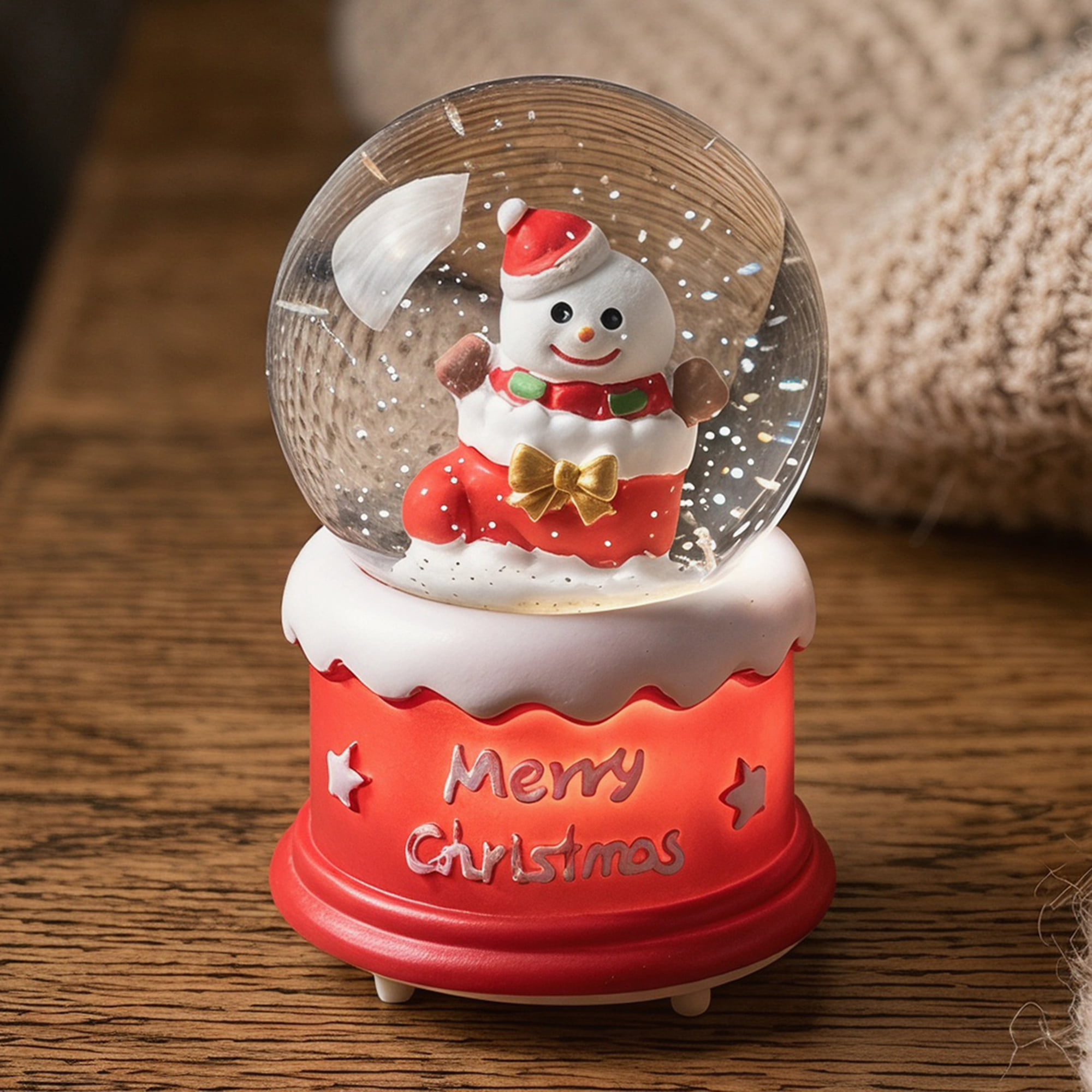 Unique Bargains Light Up Crystal Ball LED Glitter Snow Globe Red K 1.8" x 1.8" x 2.7"