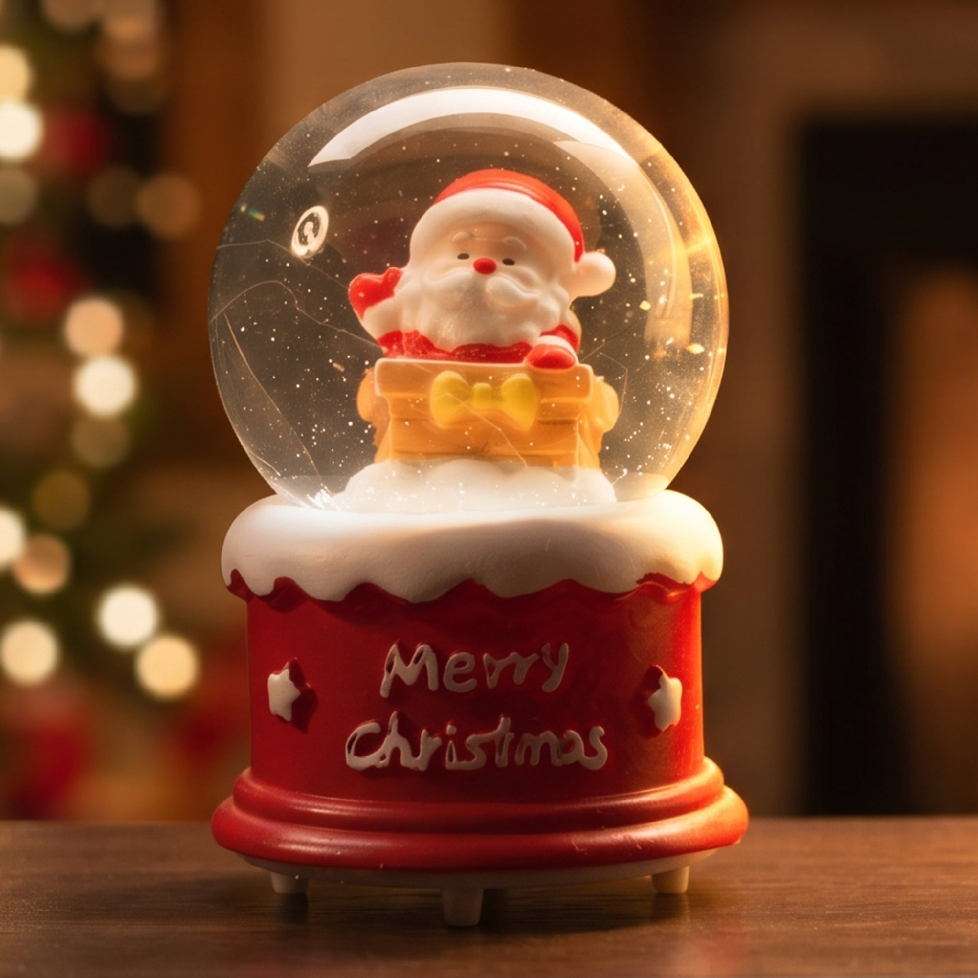 Unique Bargains Light Up Crystal Ball LED Glitter Snow Globe Red L 1.8" x 1.8" x 2.7"