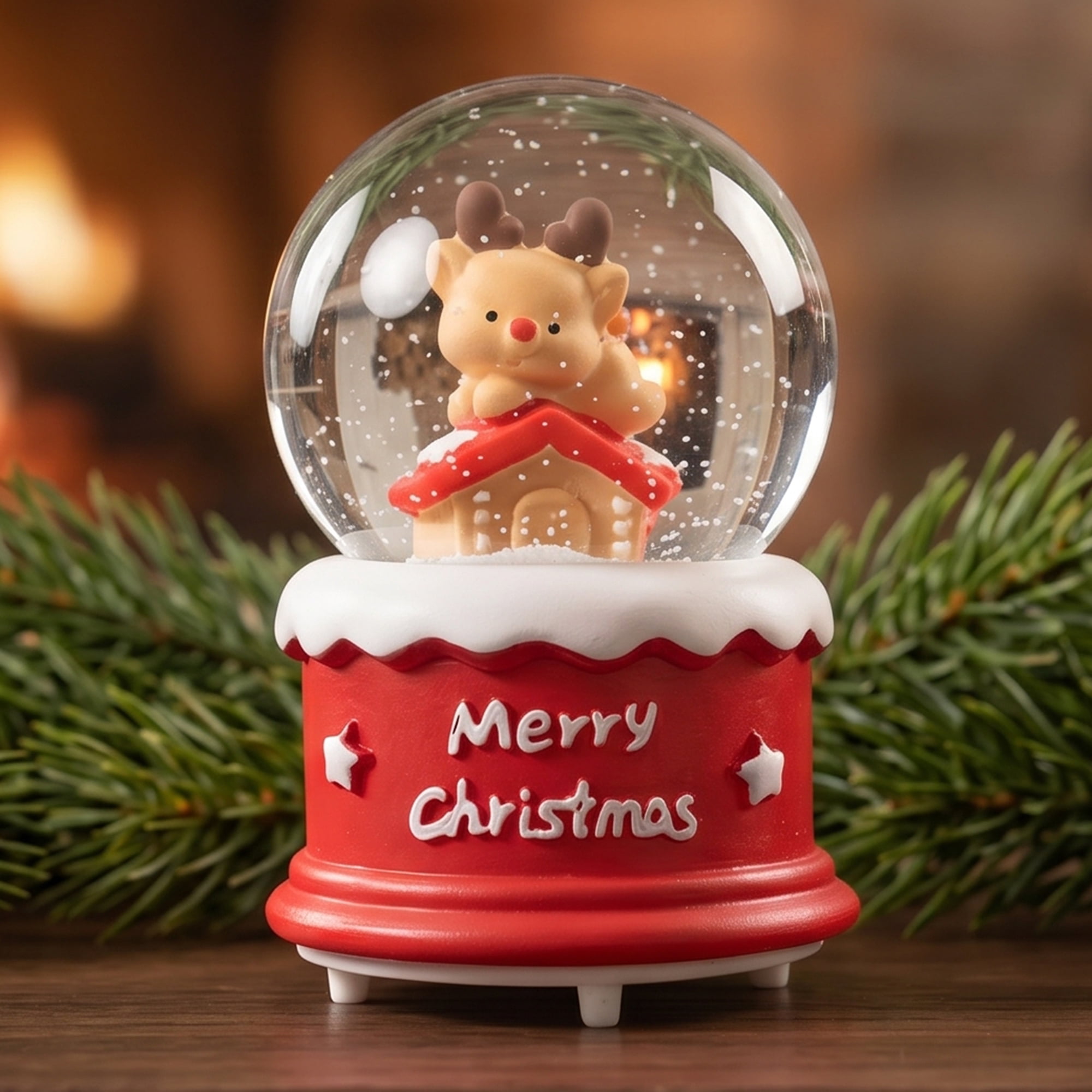 Unique Bargains Light Up Crystal Ball LED Glitter Snow Globe Red N 1.8" x 1.8" x 2.7"