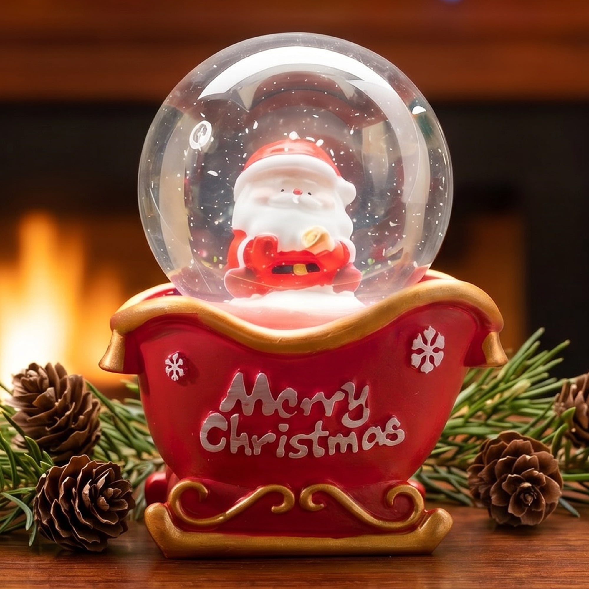 Unique Bargains Light Up Crystal Ball LED Glitter Snow Globe Red O 1.8" x 1.8" x 2.7"
