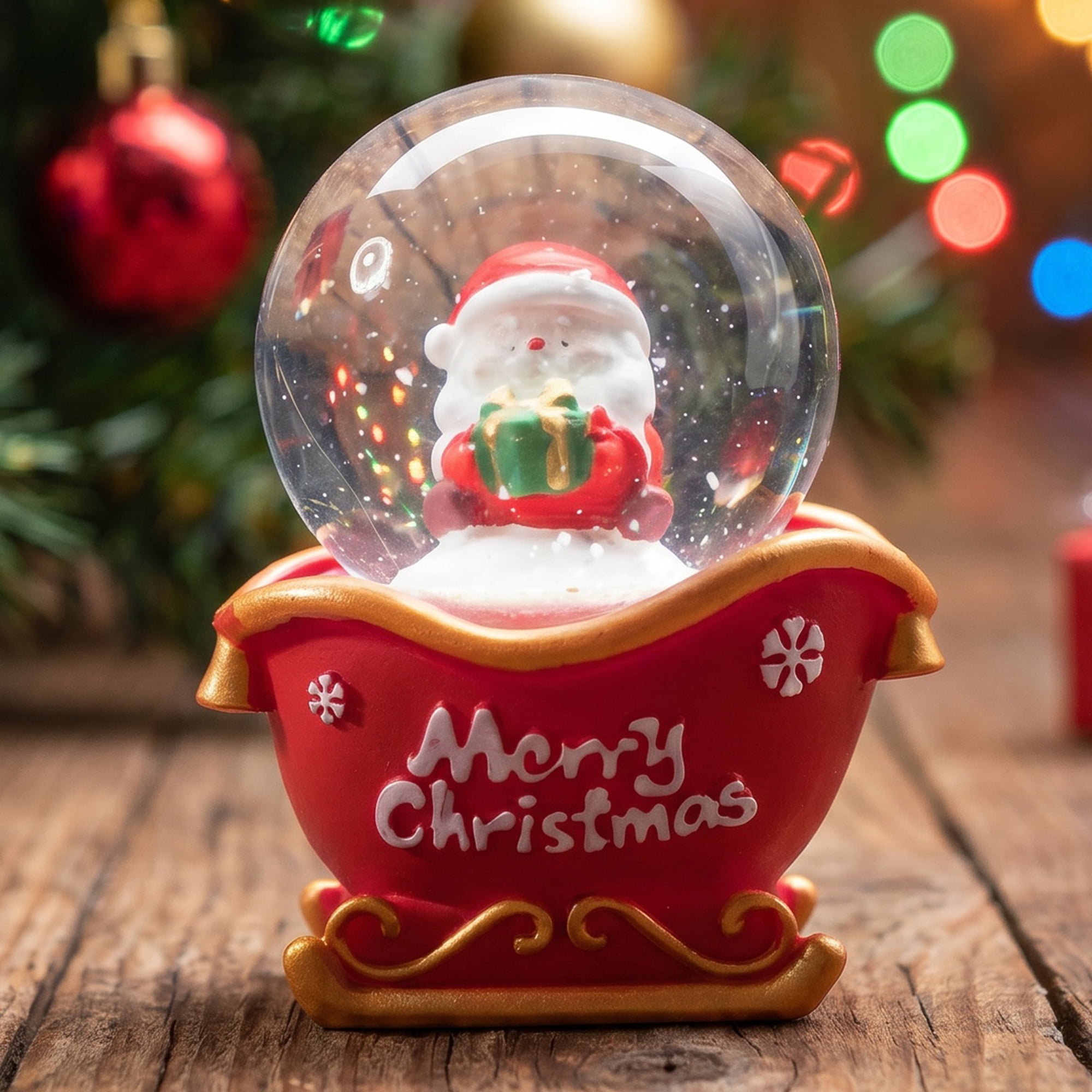 Unique Bargains Light Up Crystal Ball LED Glitter Snow Globe Red R 1.8" x 1.8" x 2.7"
