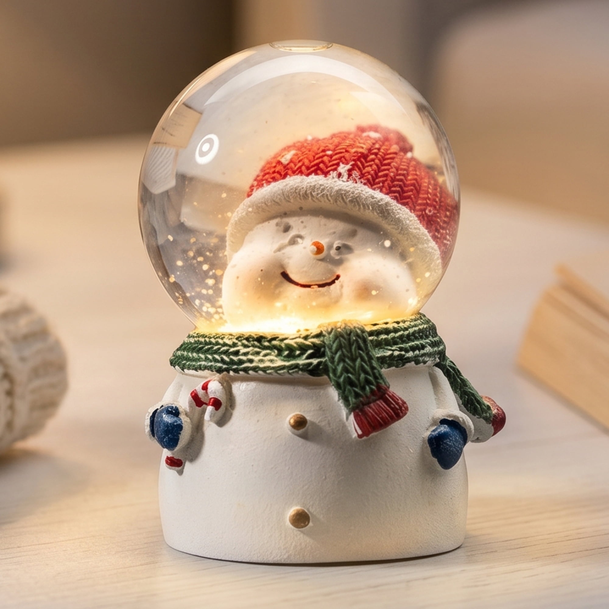 Unique Bargains Light Up Crystal Ball LED Glitter Snow Globe White A 1.8" x 1.8" x 2.7"