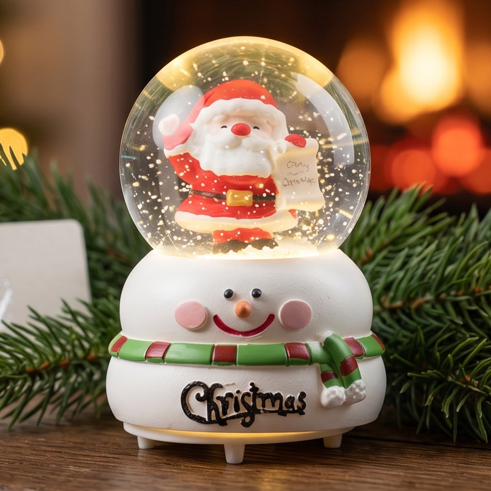 Unique Bargains Light Up Crystal Ball LED Glitter Snow Globe White B 1.8" x 1.8" x 2.7"
