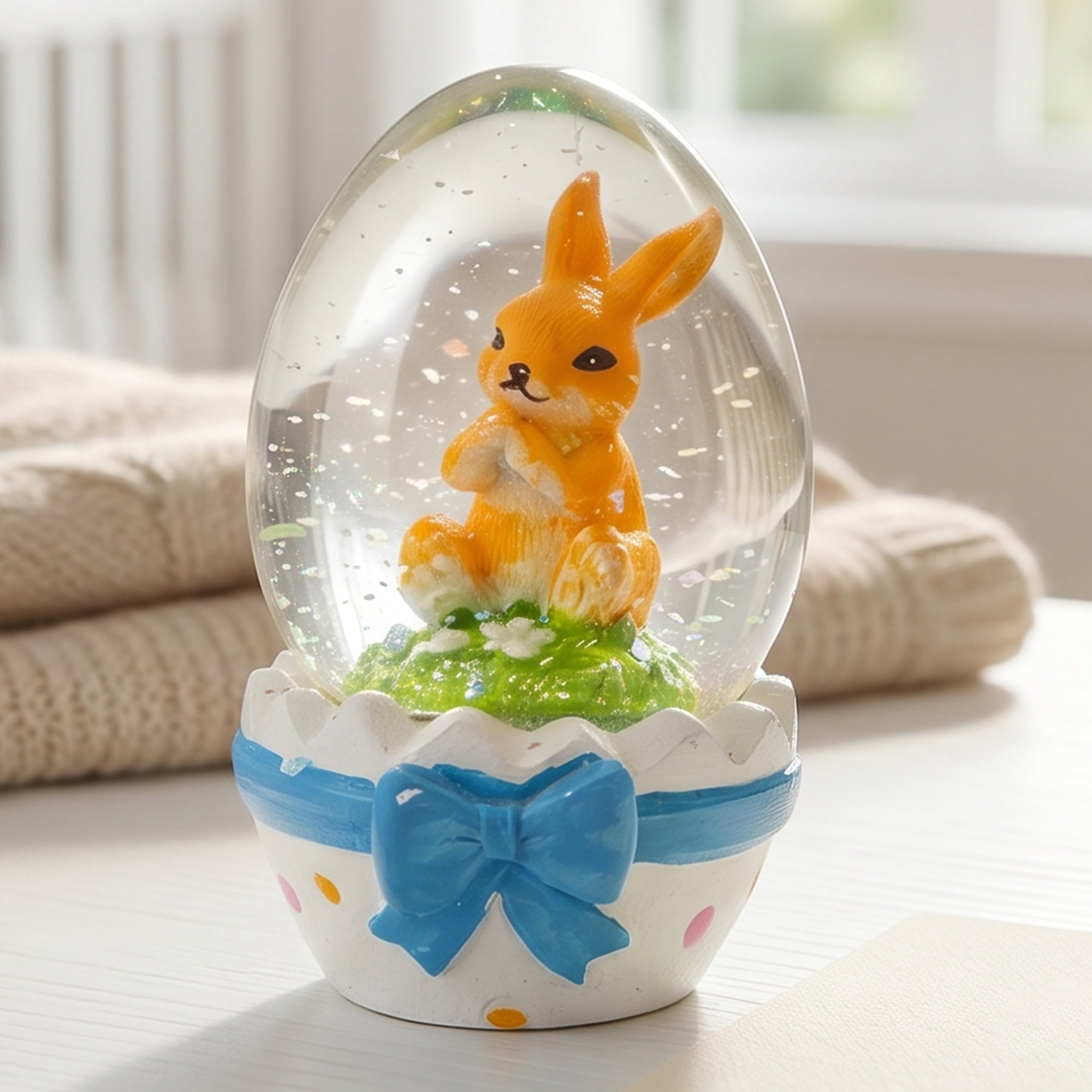 Unique Bargains Light Up Crystal Ball Snow Globe LED Decorative Blue 1.6" x 1.6" x 2.9"