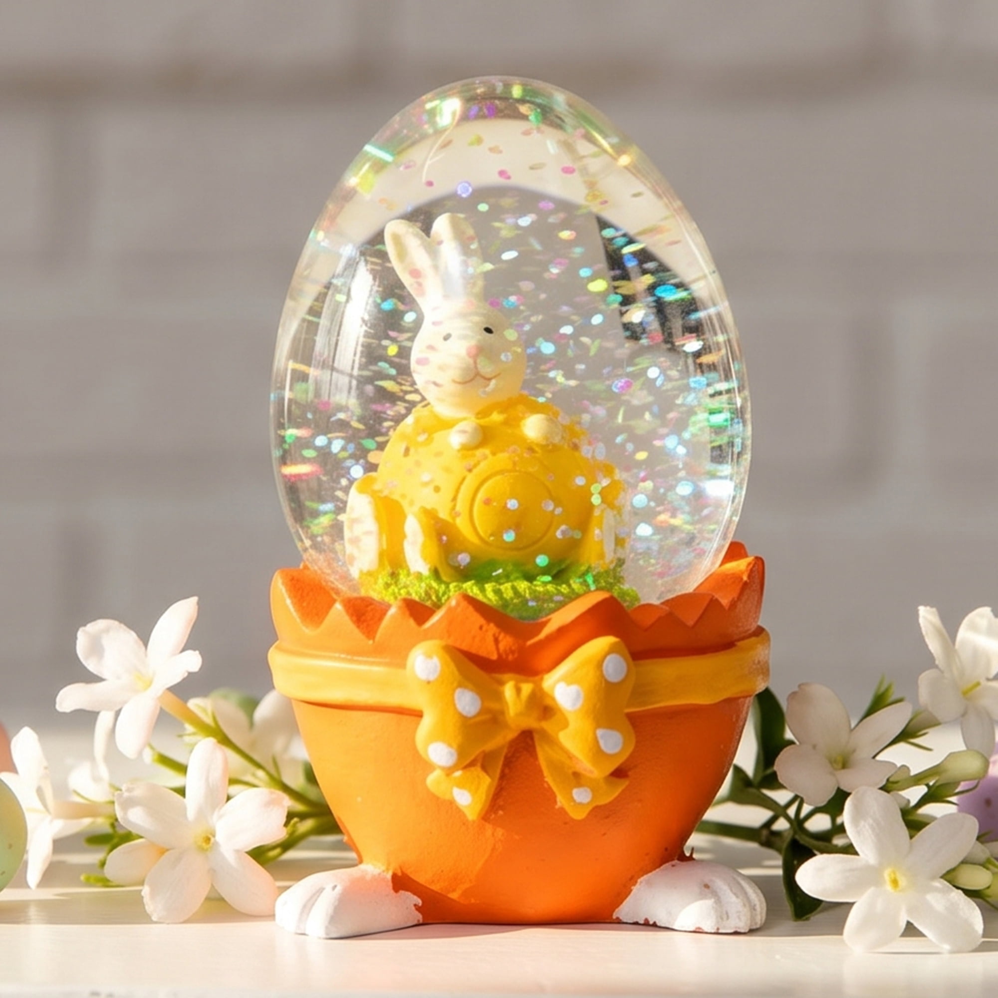Unique Bargains Light Up Crystal Ball Snow Globe LED Decorative Orange 1.6" x 1.6" x 2.9"