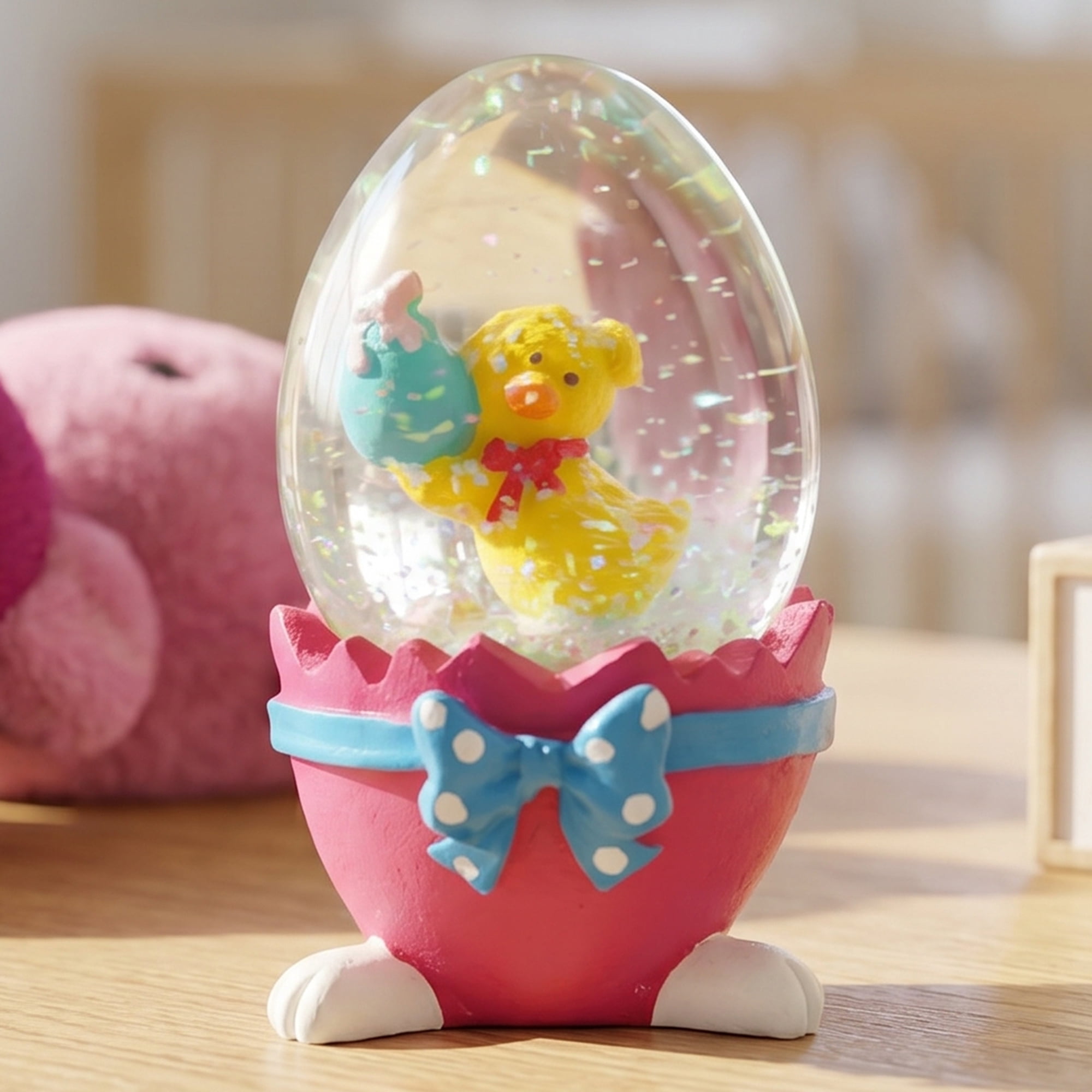 Unique Bargains Light Up Crystal Ball Snow Globe LED Decorative Pink 1.6" x 1.6" x 2.9"