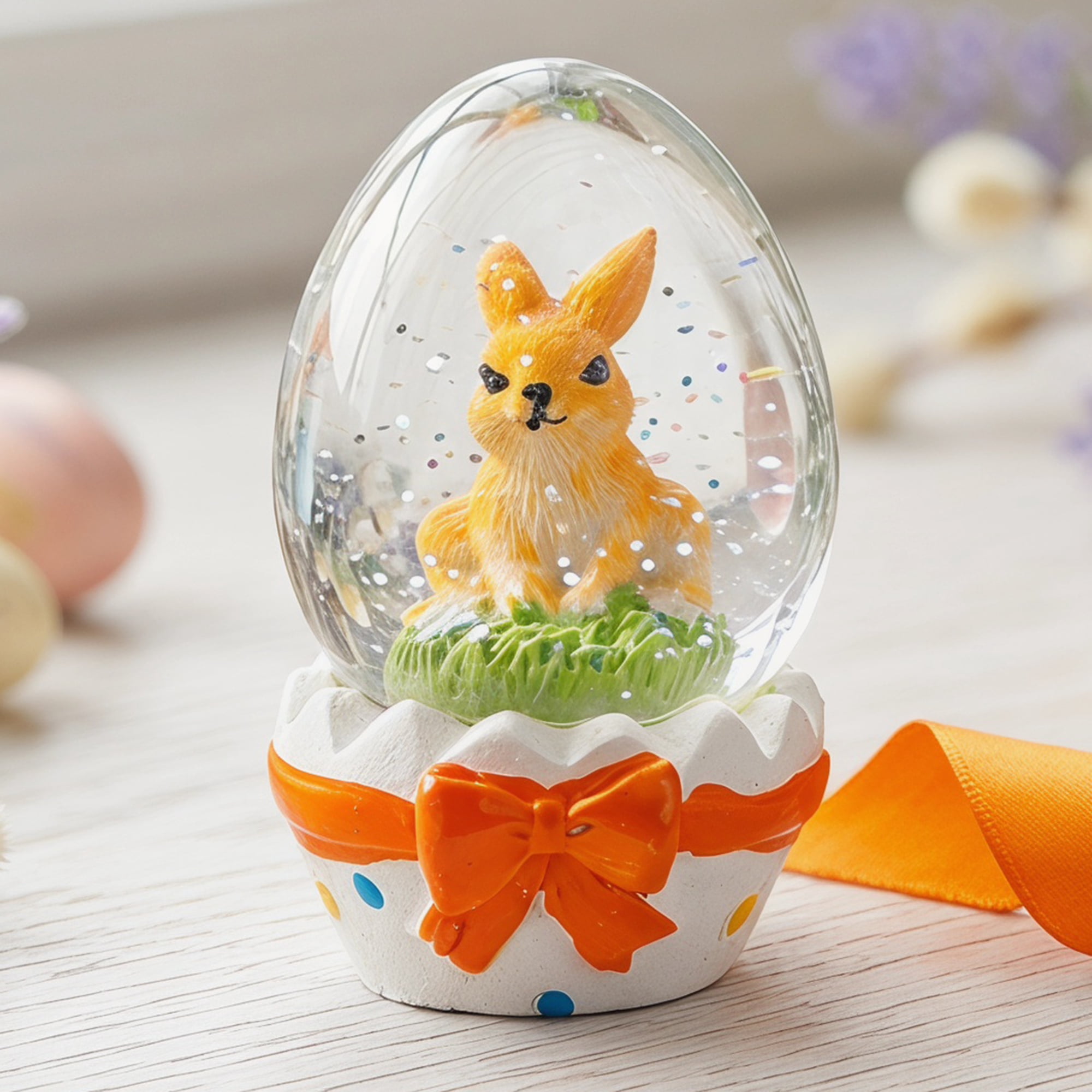 Unique Bargains Light Up Crystal Ball Snow Globe LED White Orange 1.6" x 1.6" x 2.9"
