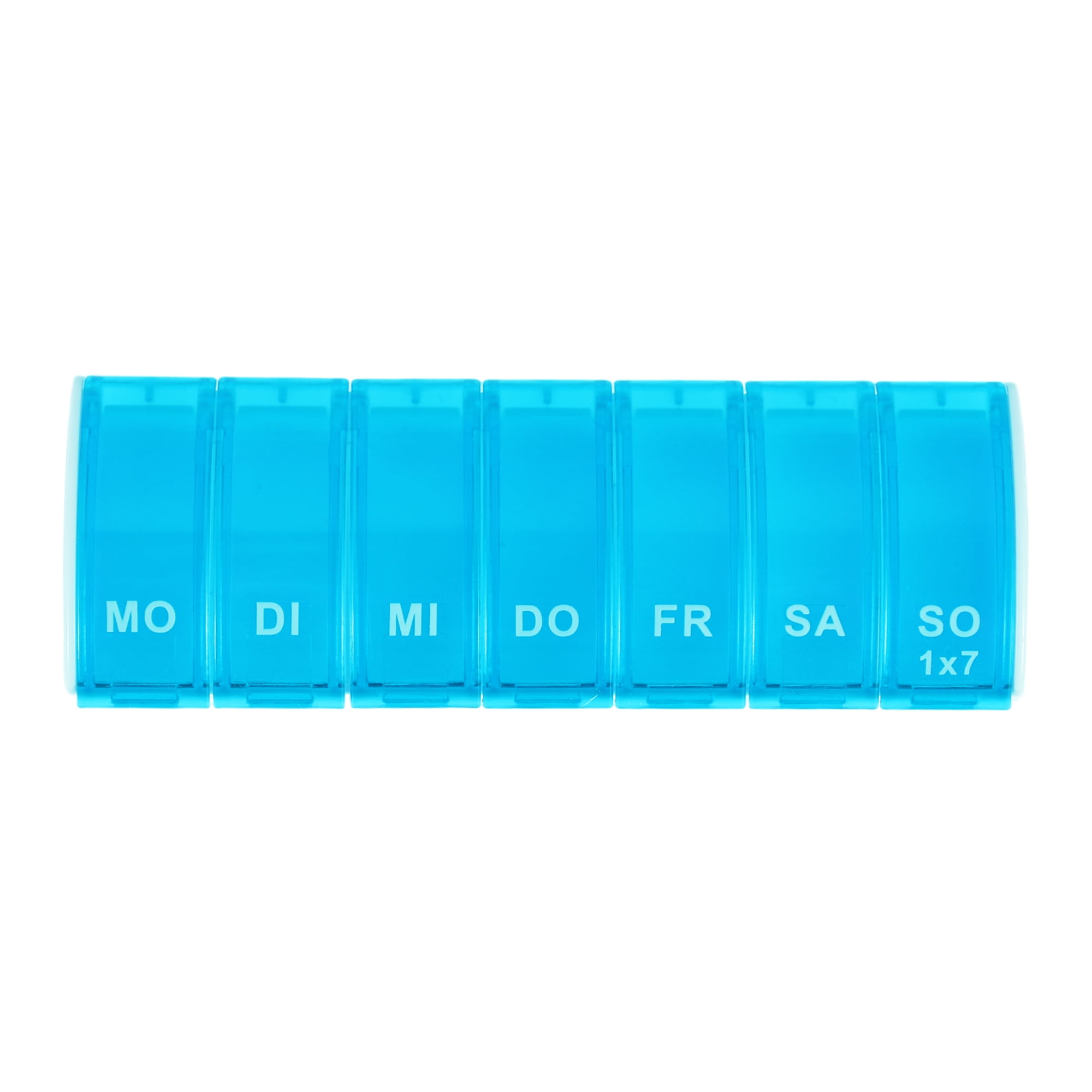 Unique Bargains Lightweight 7 Compartment Single Row Pill Case 1Pc Blue