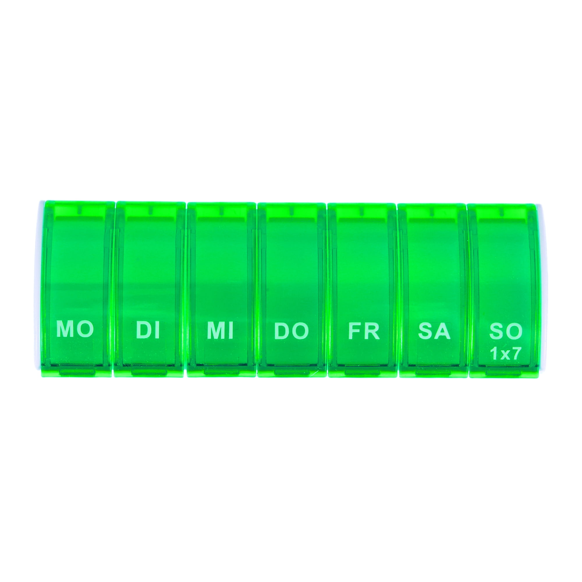 Unique Bargains Lightweight 7 Compartment Single Row Pill Case 1Pc Green