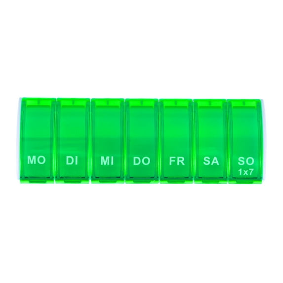 Unique Bargains Lightweight 7 Compartment Single Row Pill Case 1Pc Green