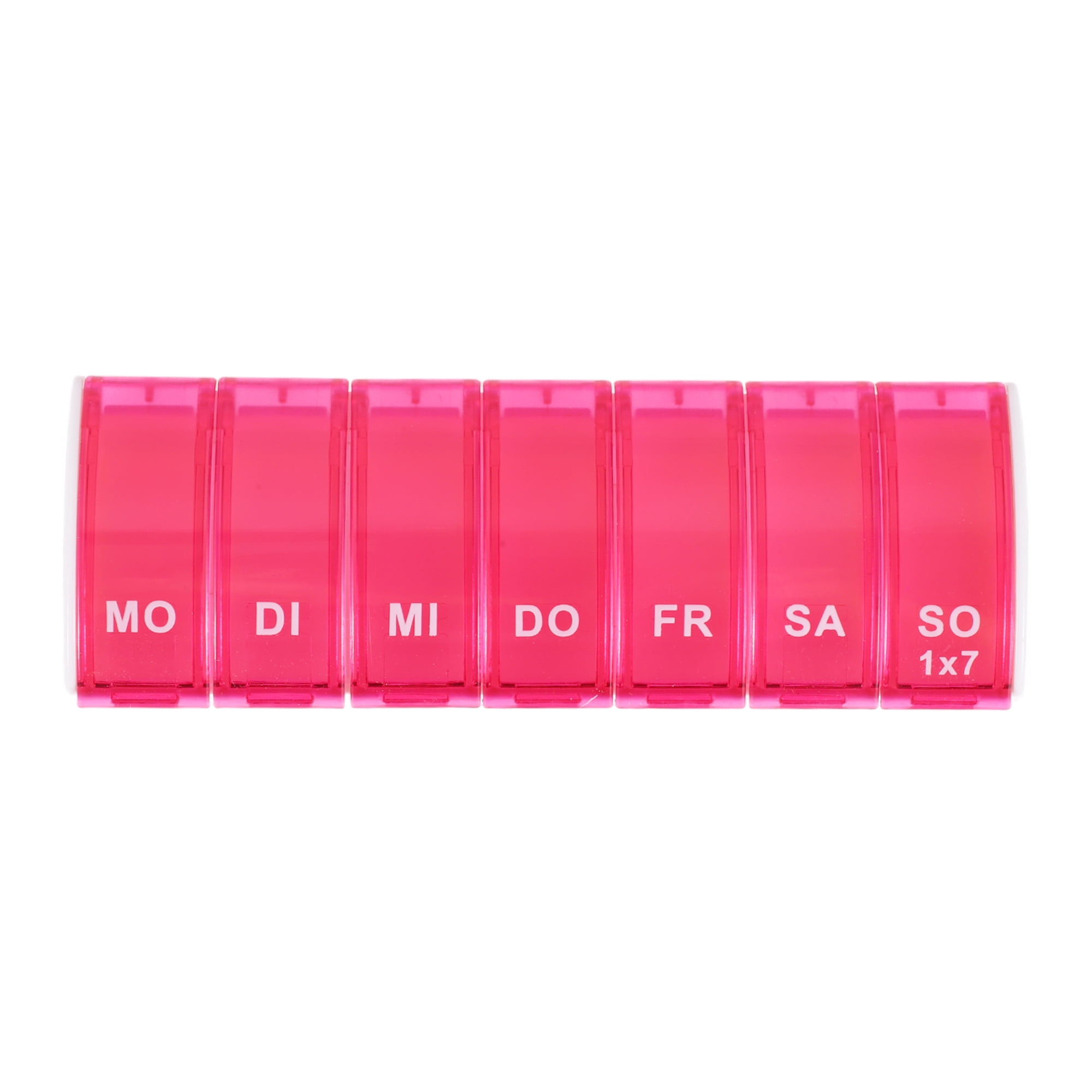 Unique Bargains Lightweight 7 Compartment Single Row Pill Case 1Pc Rose Red
