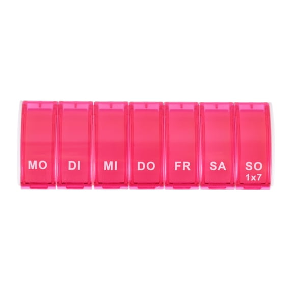 Unique Bargains Lightweight 7 Compartment Single Row Pill Case 1Pc Rose Red