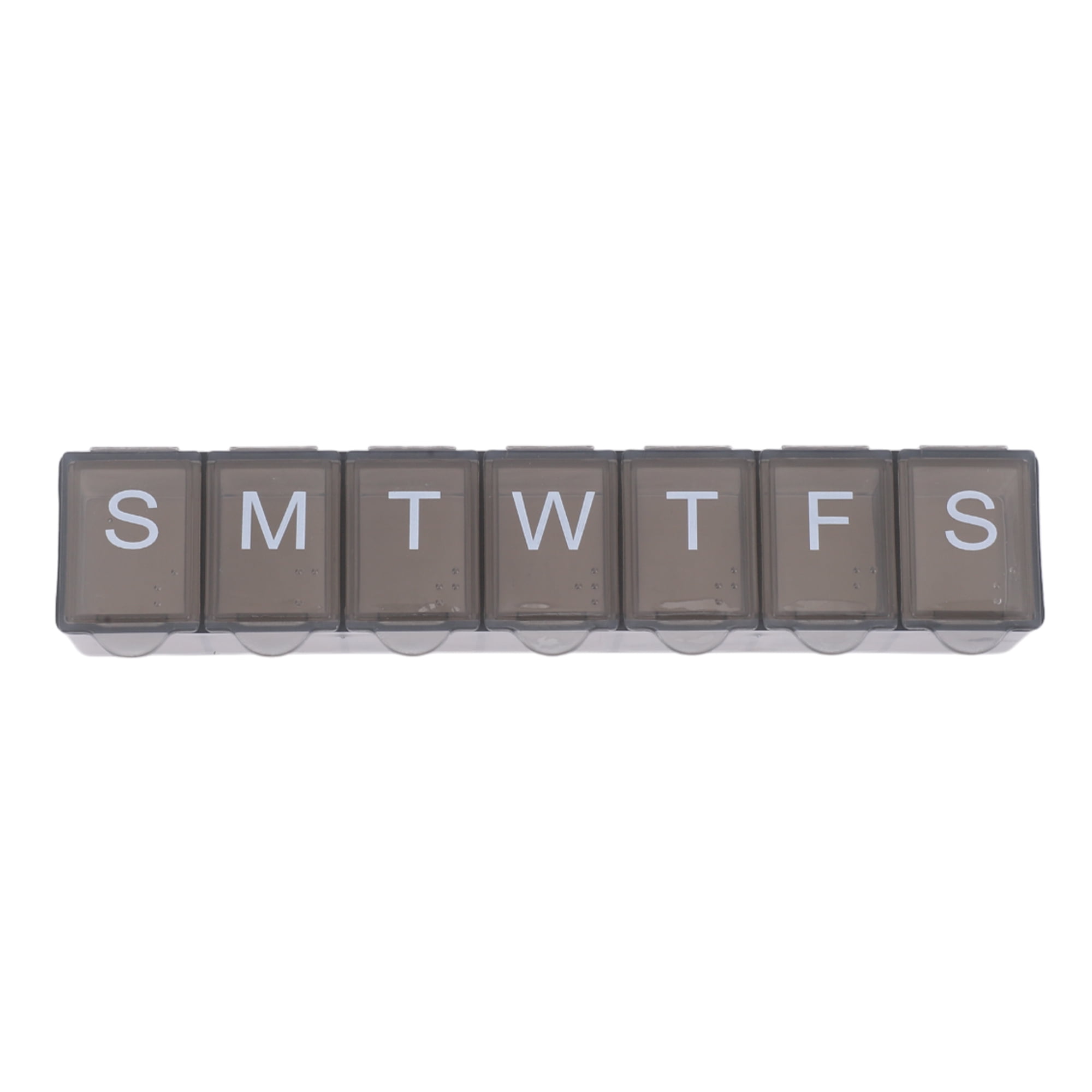 Unique Bargains Lightweight 7 Compartment Single Row Pill Case Clear Gray