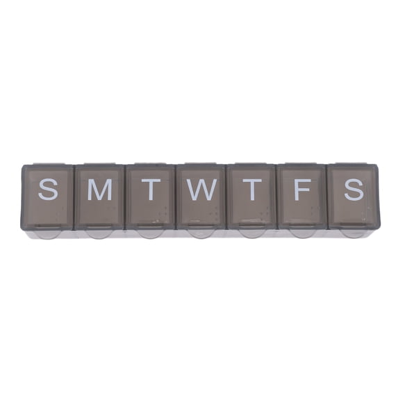 Unique Bargains Lightweight 7 Compartment Single Row Pill Case Clear Gray