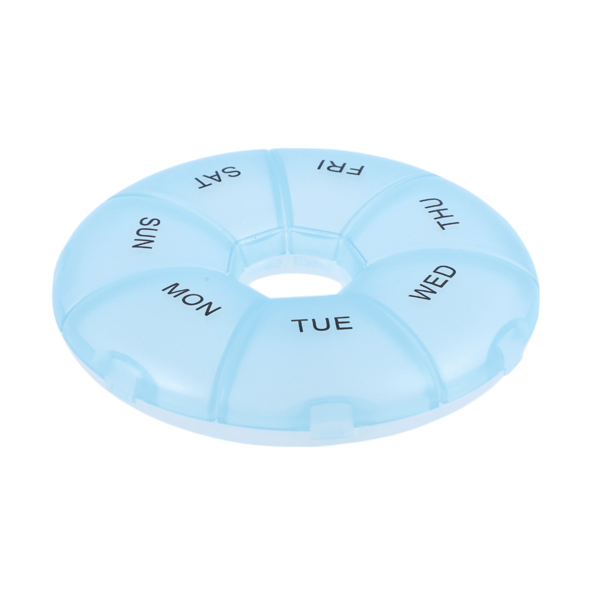 Unique Bargains Lightweight 7 Grids Circular Pill Case with Individual Compartments Blue