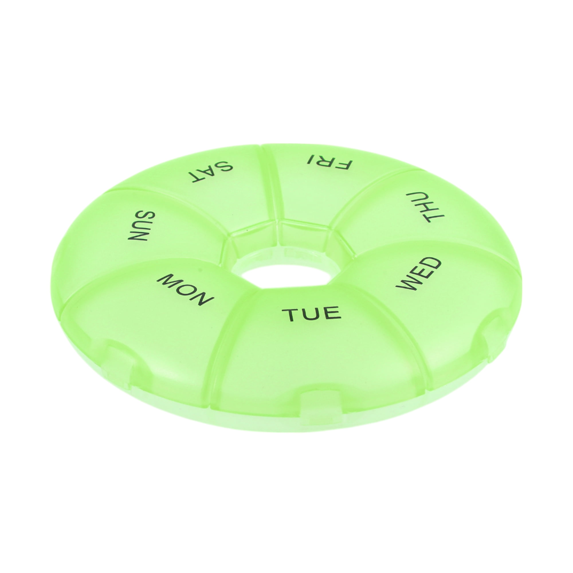 Unique Bargains Lightweight 7 Grids Circular Pill Case with Individual Compartments Green