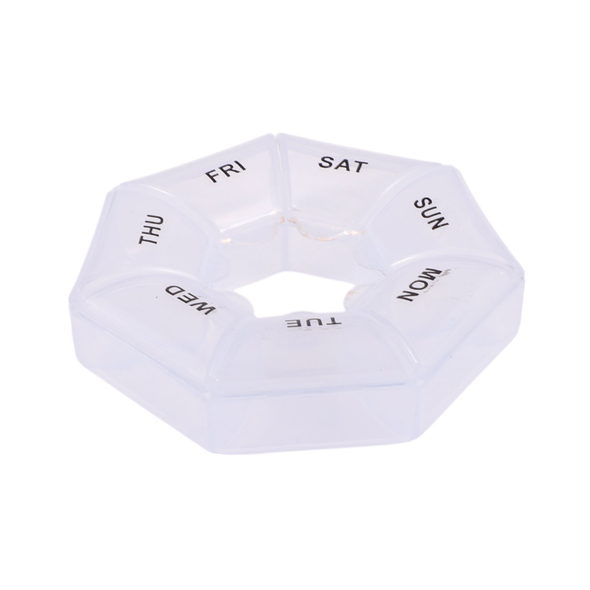 Unique Bargains Lightweight 7 Grids Polygonal Pill Case Clear White