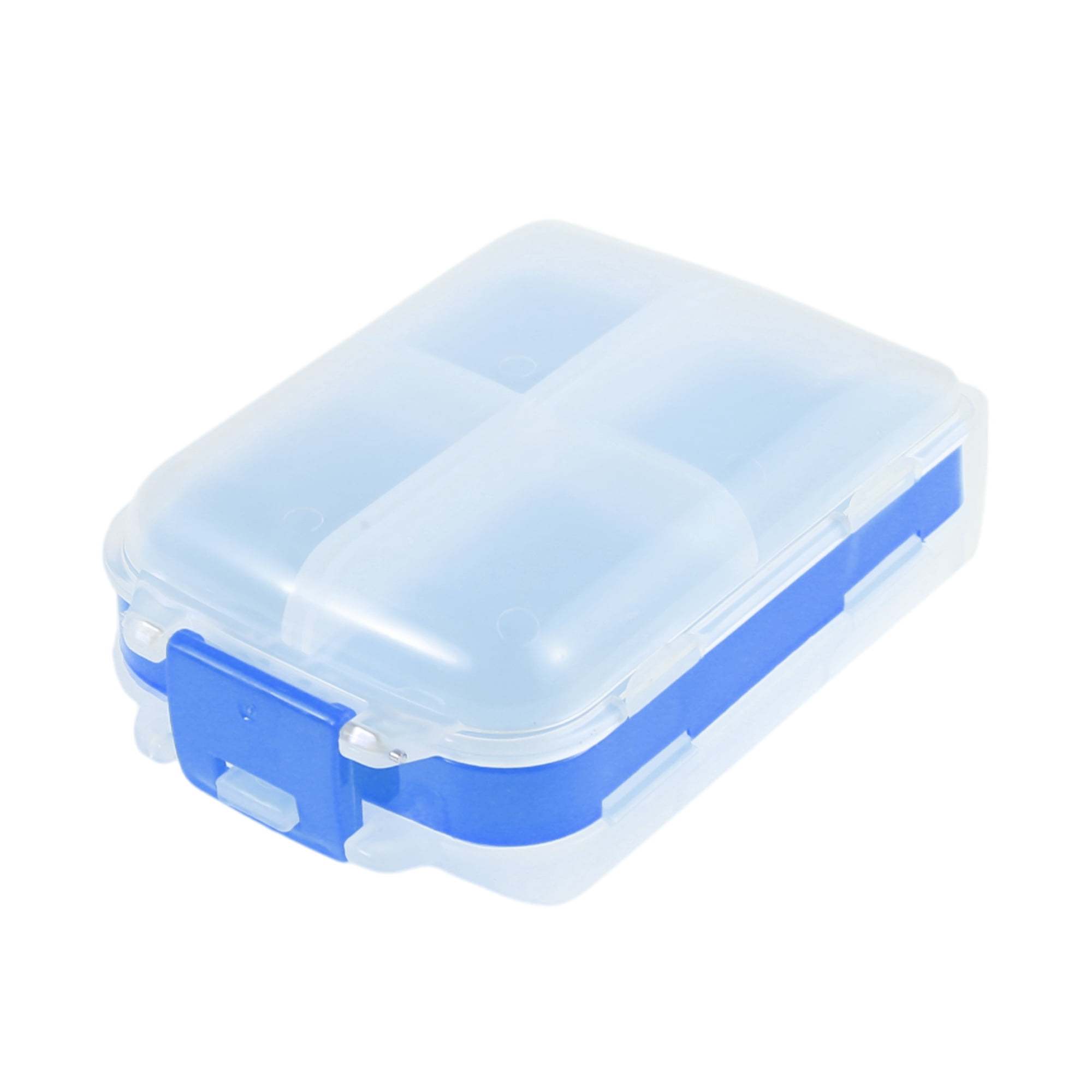 Unique Bargains 8 Grids 3 Fold Pill Case for Travel 1 Pc Clear, Blue