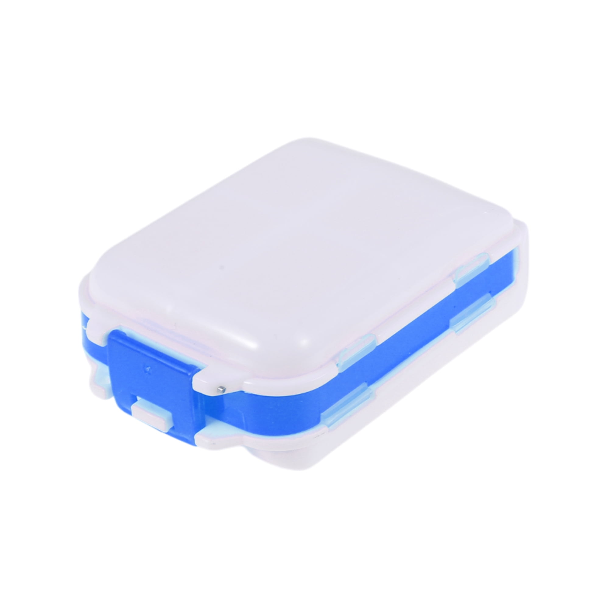 Unique Bargains 8 Grids 3 Fold Pill Case for Travel 1 Pc White, Blue