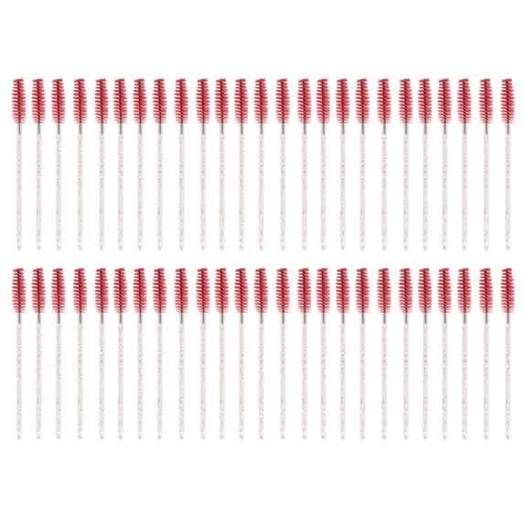 Unique Bargains Lightweight Eyebrow Brushes for Travel 50 Pcs Red