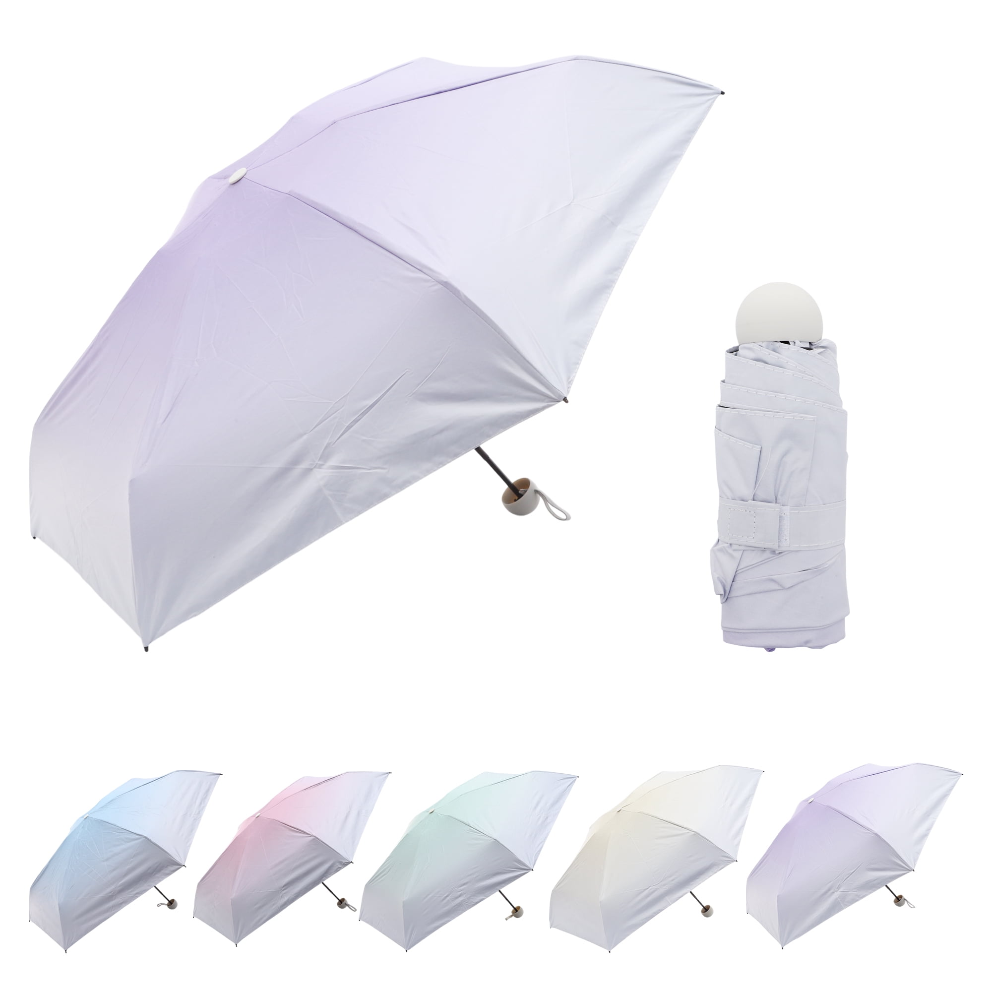 Unique Bargains Lightweight Mini Compact Windproof Folding Umbrella Purple [Circular Handle]