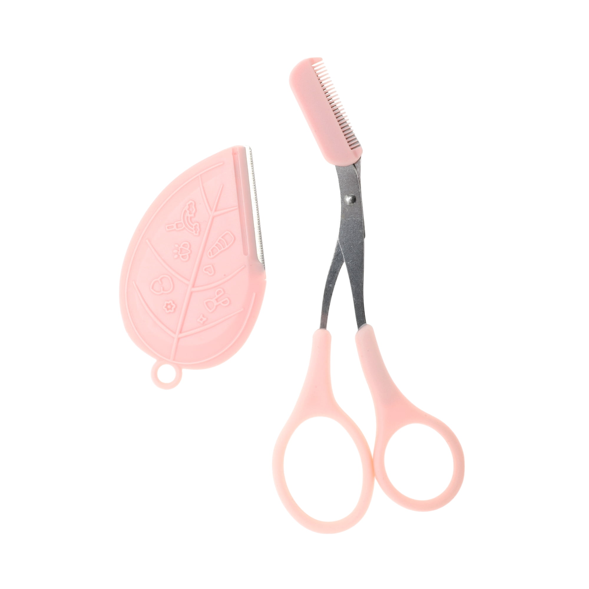Unique Bargains Lightweight Multifunctional Eyebrow Scissor Kit Pink for Easy Grooming