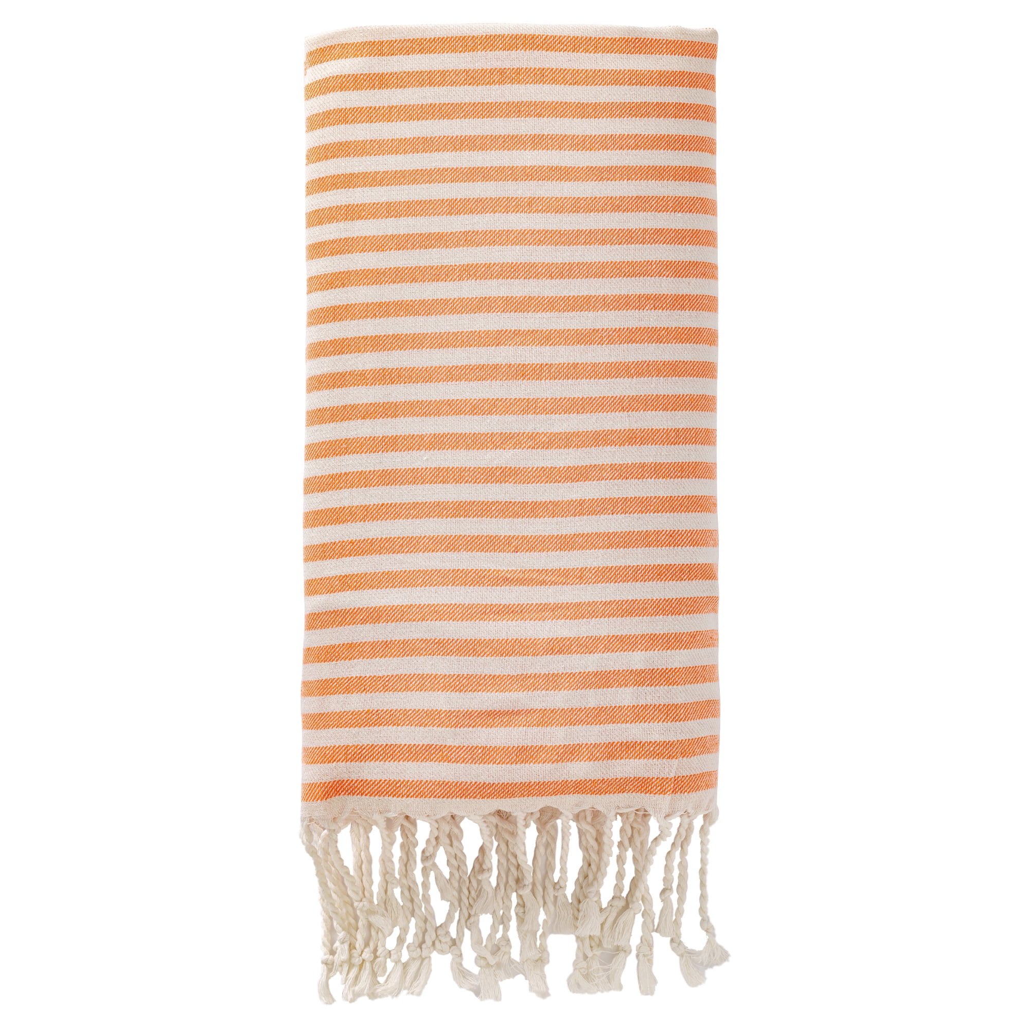 Unique Bargains Lightweight Sand Free Quick Dry Turkish Beach Towel Orange 71" x 40"