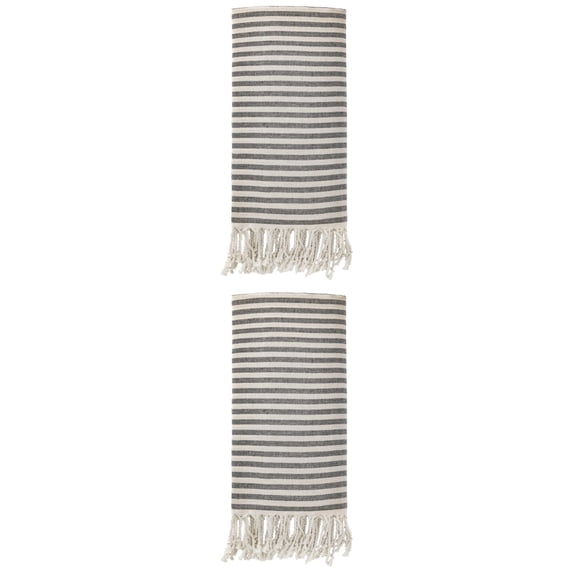 Unique Bargains Lightweight Sand Free Quick Dry Turkish Towel Black 71"x40"
