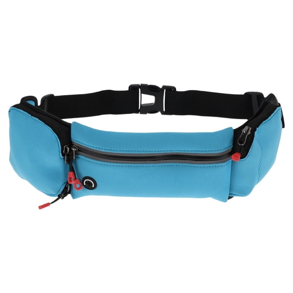 Unique Bargains Lightweight Zipper Running Belt 1 Pc Light Blue