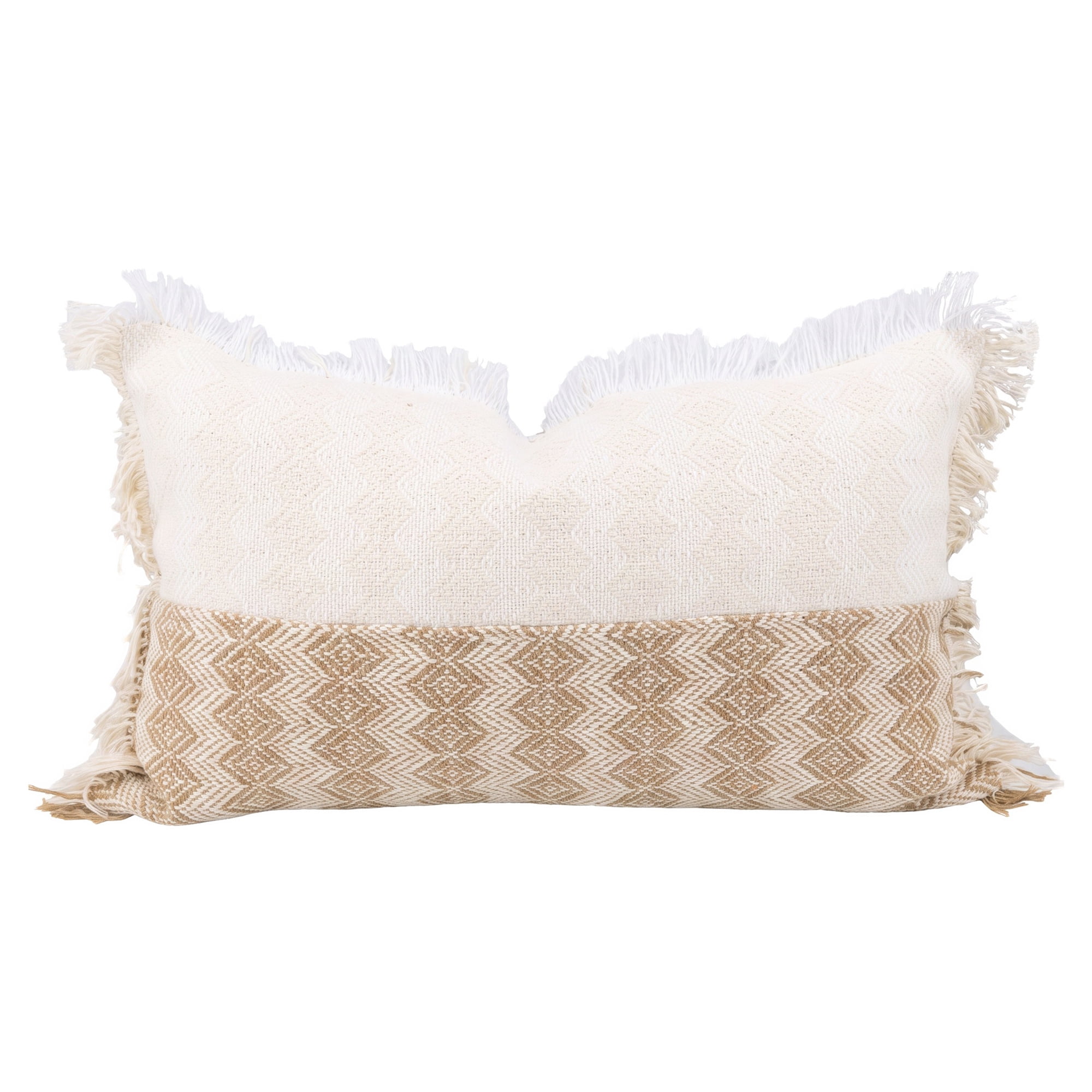 Unique Bargains Linen Colorblock Tassel Throw Pillow Covers Cushion Cases Beige 20"x12"