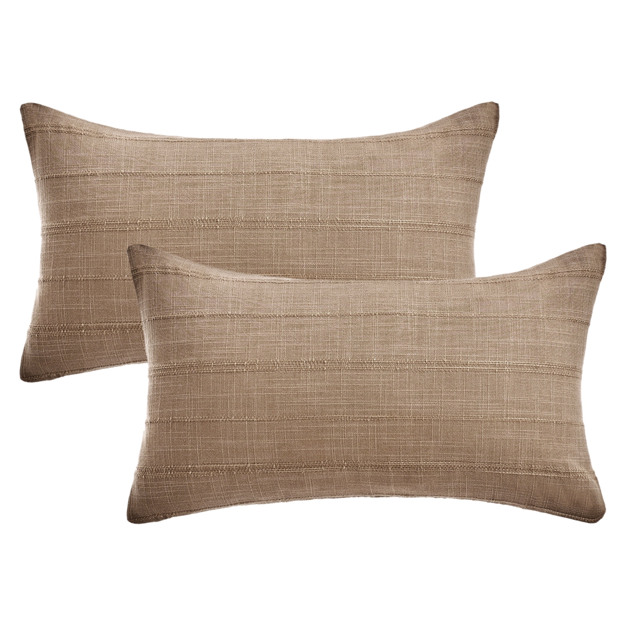 Unique Bargains Linen Soft Solid Throw Pillow Covers Pack of 2 Brown 20" x 12"