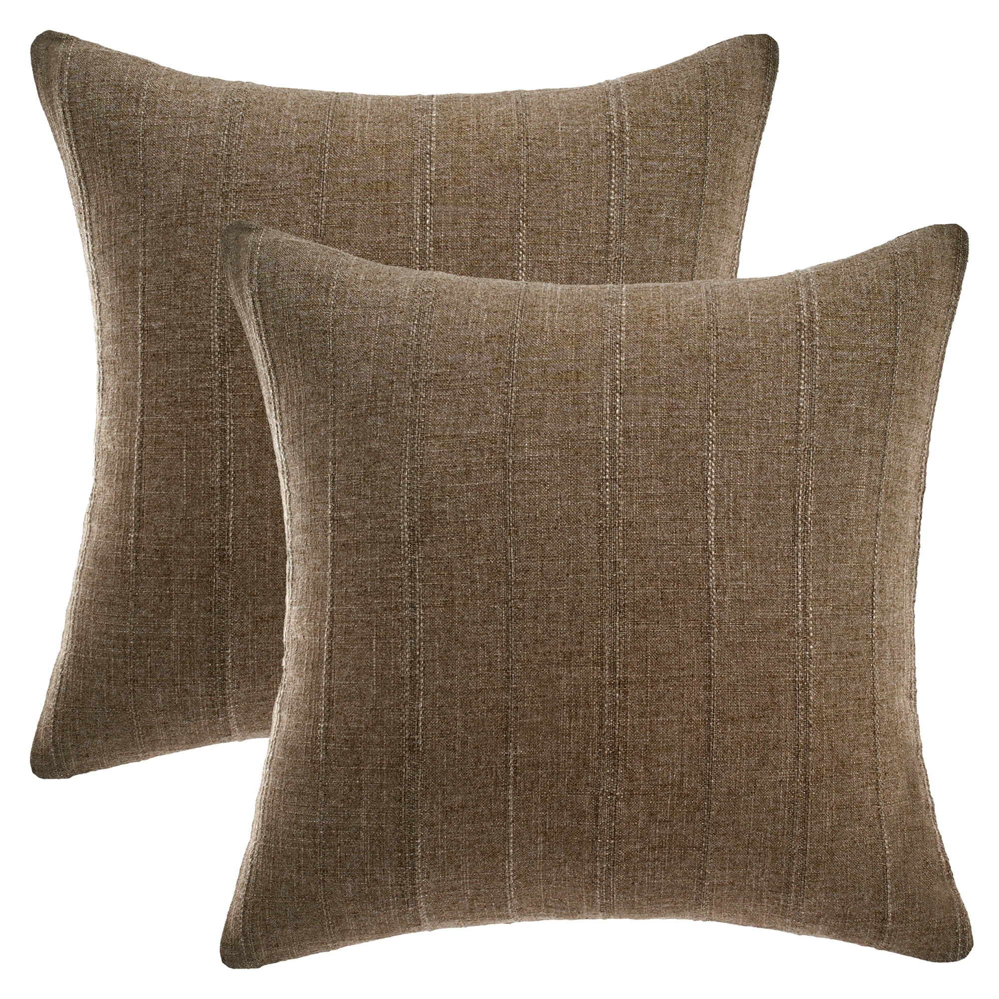 Unique Bargains Linen Soft Solid Throw Pillow Covers Pack of 2 Dark Brown 18" x 18"