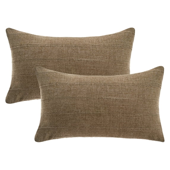 Unique Bargains Linen Soft Solid Throw Pillow Covers Pack of 2 Dark Brown 20" x 12"