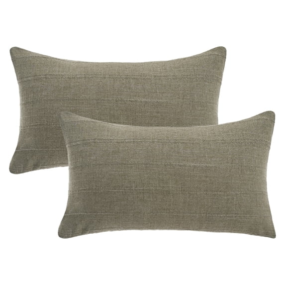 Unique Bargains Linen Soft Solid Throw Pillow Covers Pack of 2 Green 20" x 12"