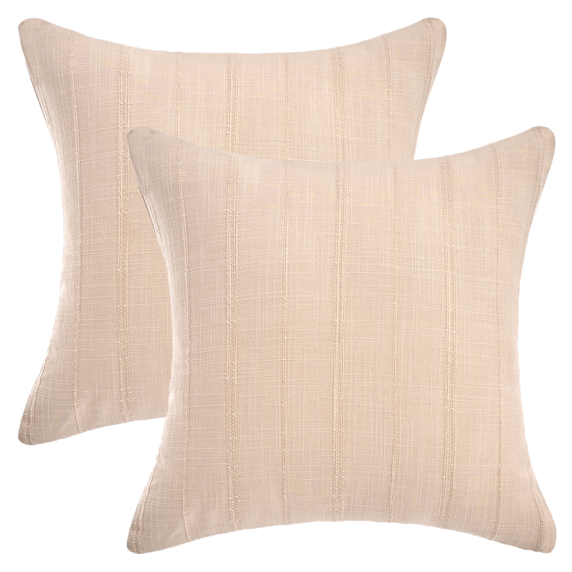 Unique Bargains Linen Soft Solid Throw Pillow Covers Pack of 2 Light Brown 18" x 18"