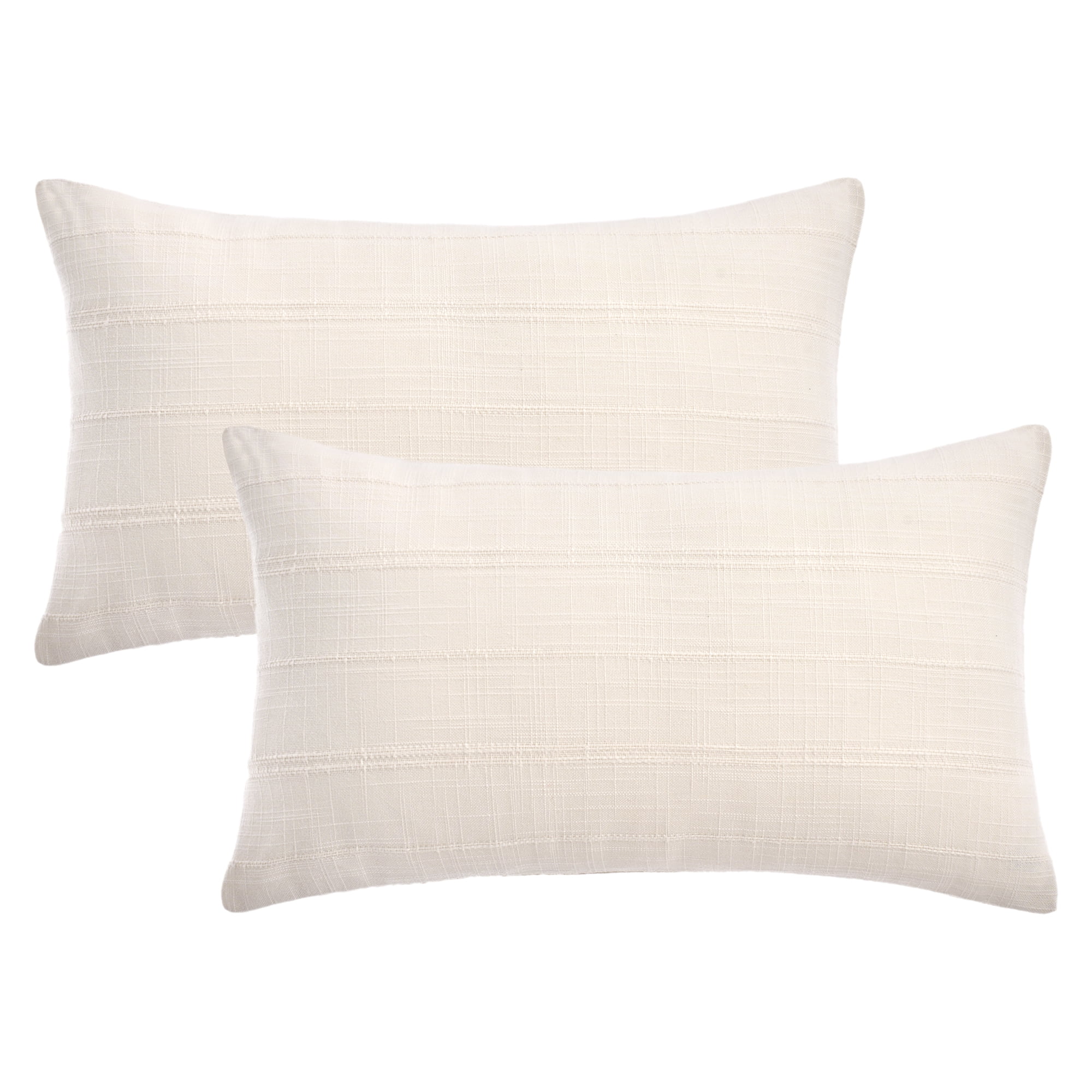 Unique Bargains Linen Soft Solid Throw Pillow Covers Pack of 2 White 20" x 12"