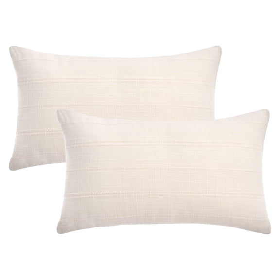 Unique Bargains Linen Soft Solid Throw Pillow Covers Pack of 2 White 20" x 12"