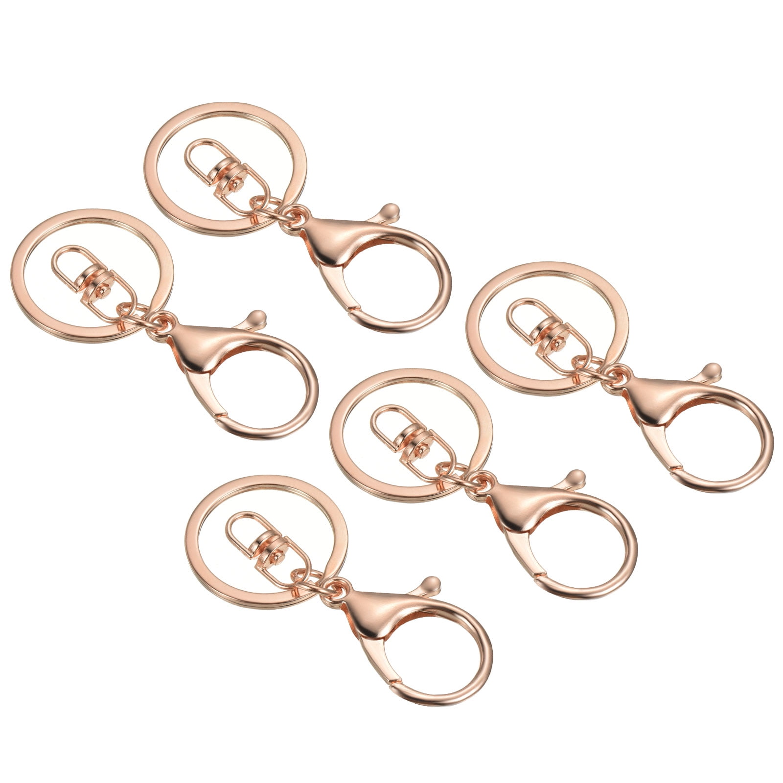 SmartPartsCrafts 10 Large Rose Gold Keychains with Clasp, Lobster Clasp, Swivel Key Chain Clasp for Adding Lanyards, Purses, Add Your Own Charms, fin0642