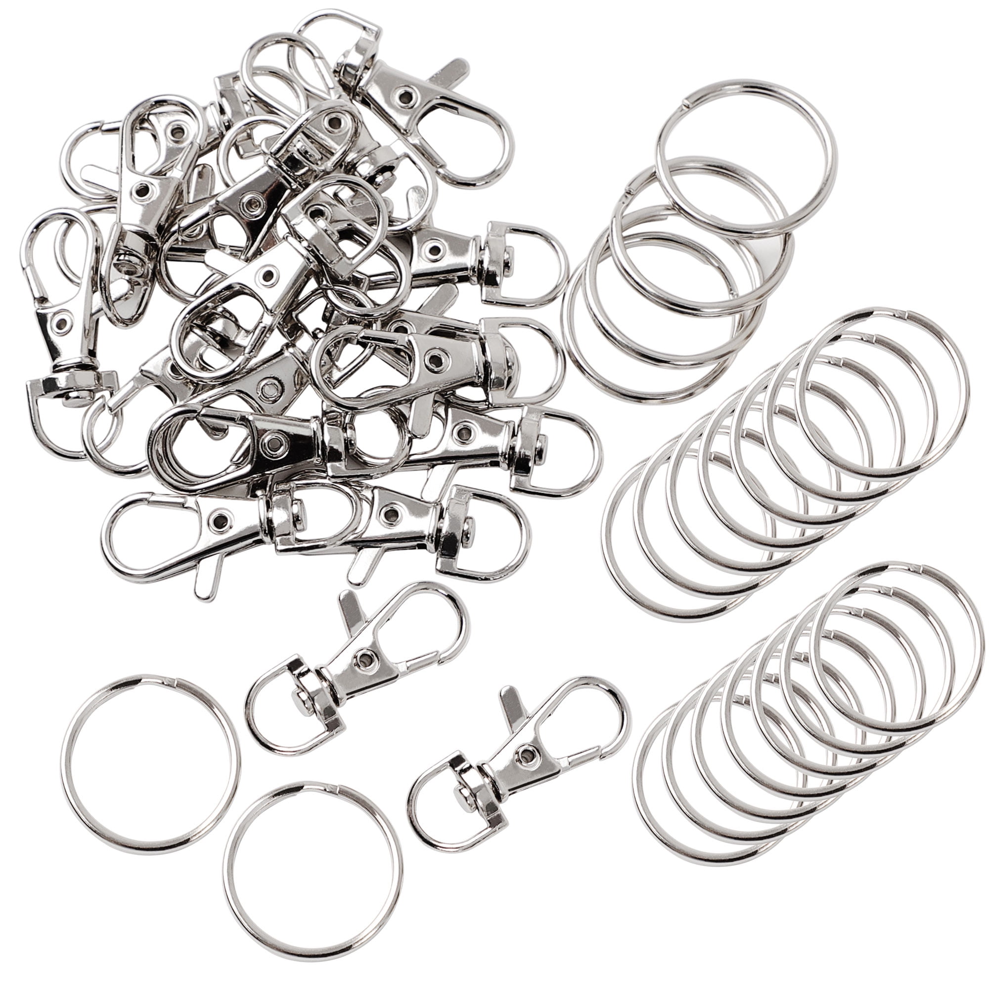 24pcs Lobster Clasp Swivel Snap Hooks D Ring Keychain Hook Lanyard Clips 