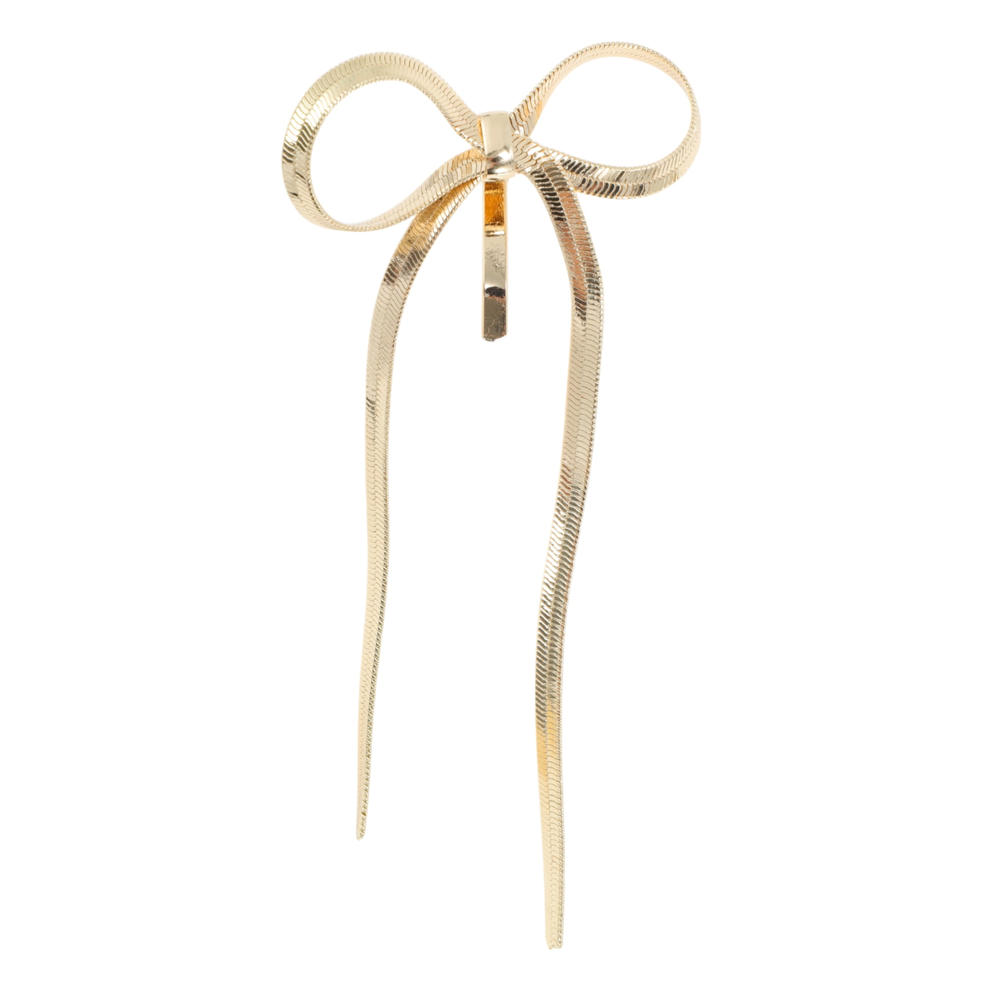 Unique Bargains Long Bow Ponytail Buckle Hair Clip 1 Pc Gold Tone